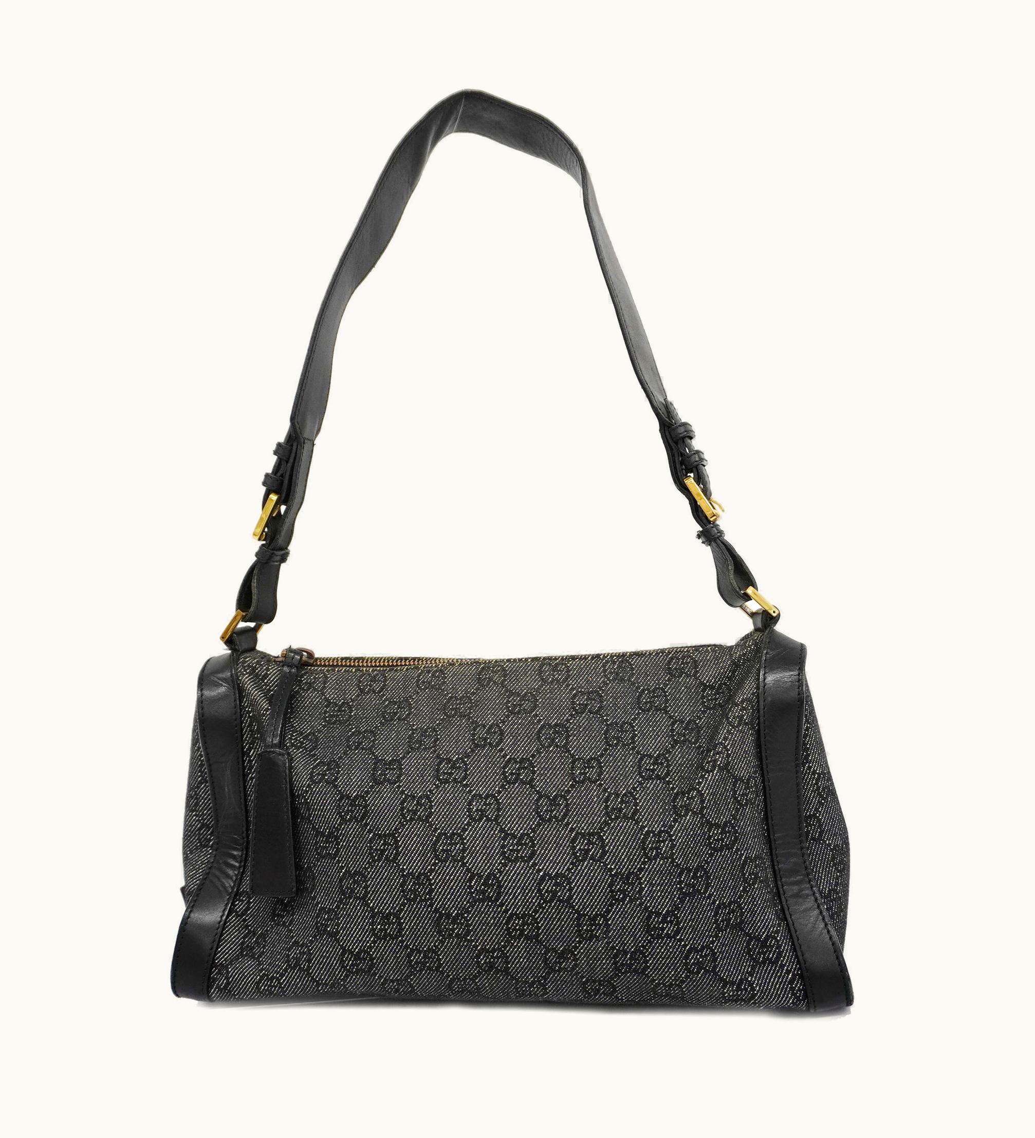 Gucci GG Canvas Shoulder Bag 92706 Women's Leather Black