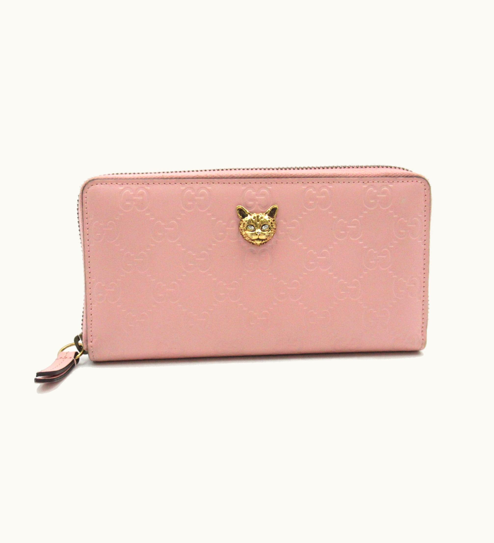 Gucci Gucci Sima Round Long Wallet Pink Leather 548058