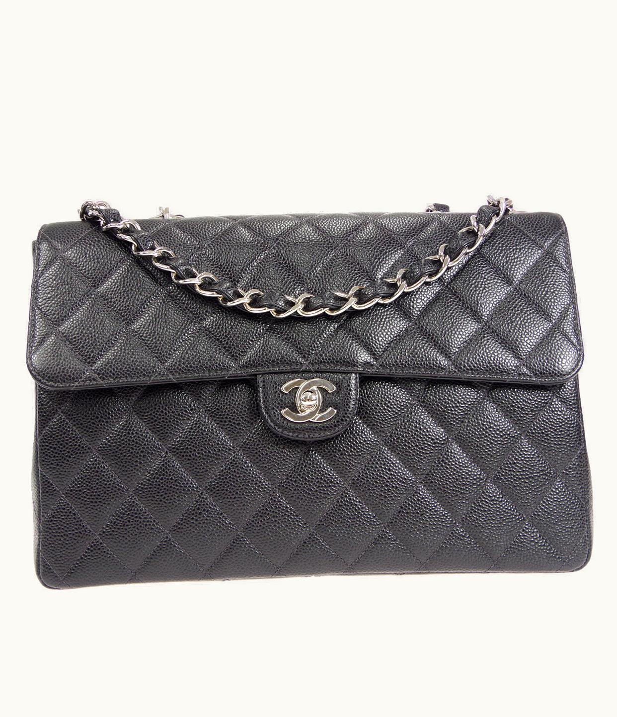 Chanel Chanel 2000-2001 Classic Flap Jumbo Shw Black Caviar 27375