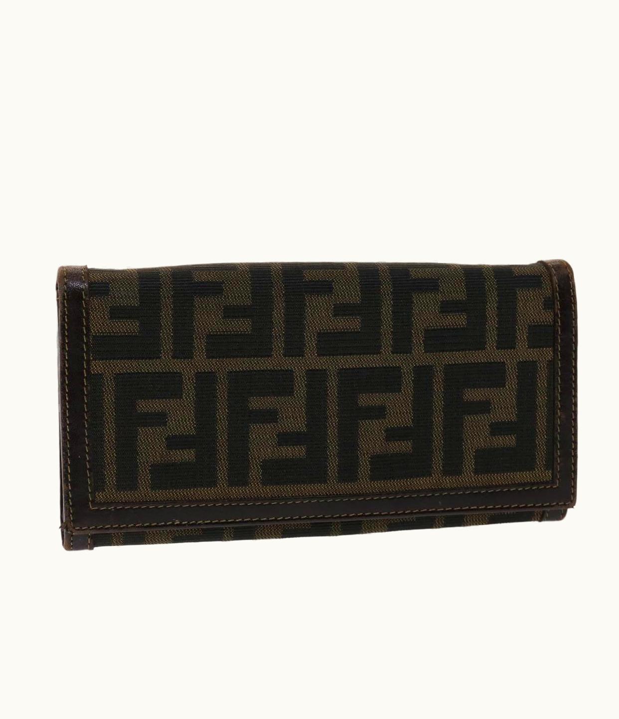 Fendi Fendi Zucca Canvas Long Wallet Black Brown 2309-30851/088