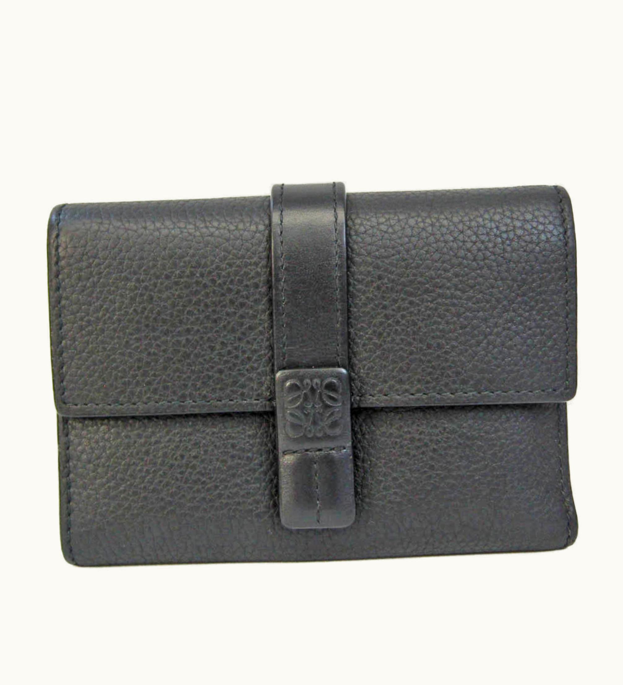 Loewe Loewe Vertical Wallet Small C660S86X01 Women's Leather Wallet [Tri-Fold] Black