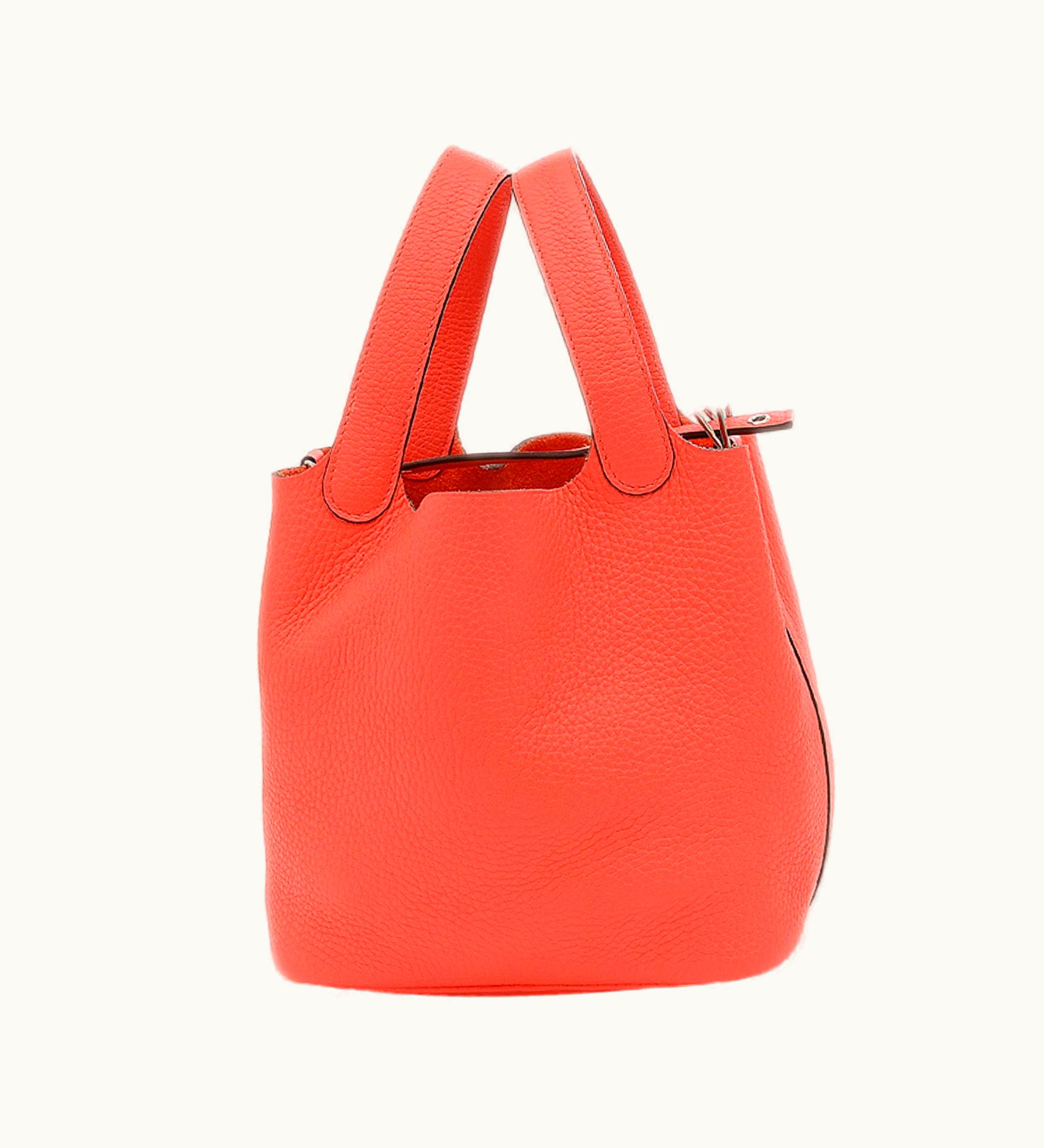 Hermès Picotin Lock PM 18 Handbag Taurillon Clemence Rose Texas Silver Hardware Y Engraved