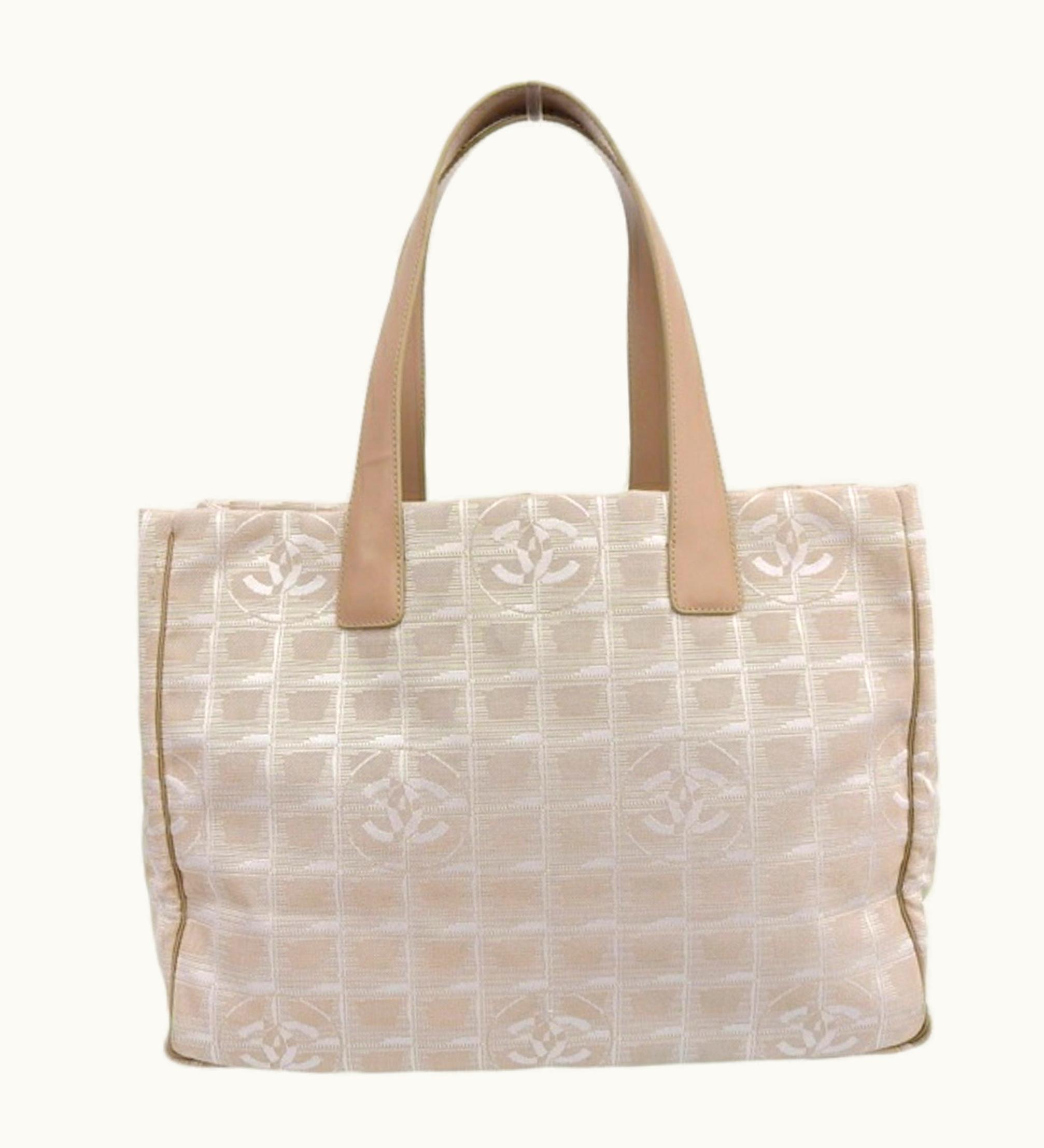 Chanel Chanel Nylon New Travel Line MM Tote Bag Beige Ladies