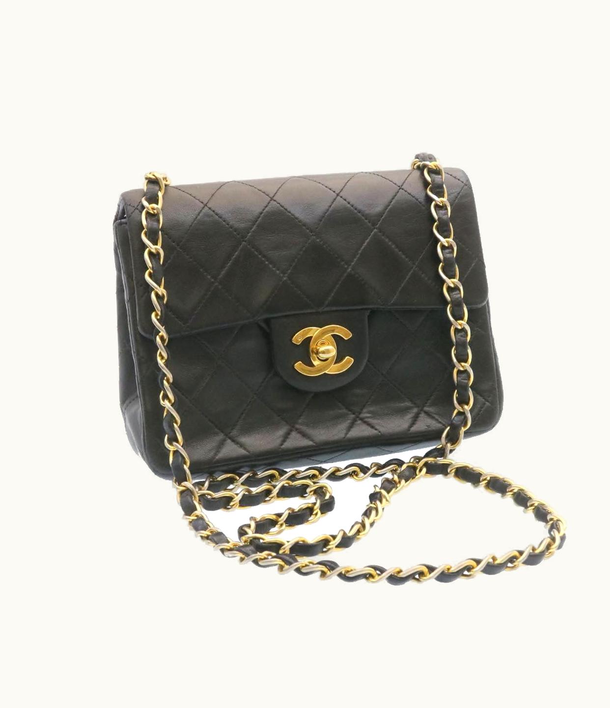 Chanel Chanel Lamb Skin Matelasse Chain Flap Shoulder Bag Black CC
