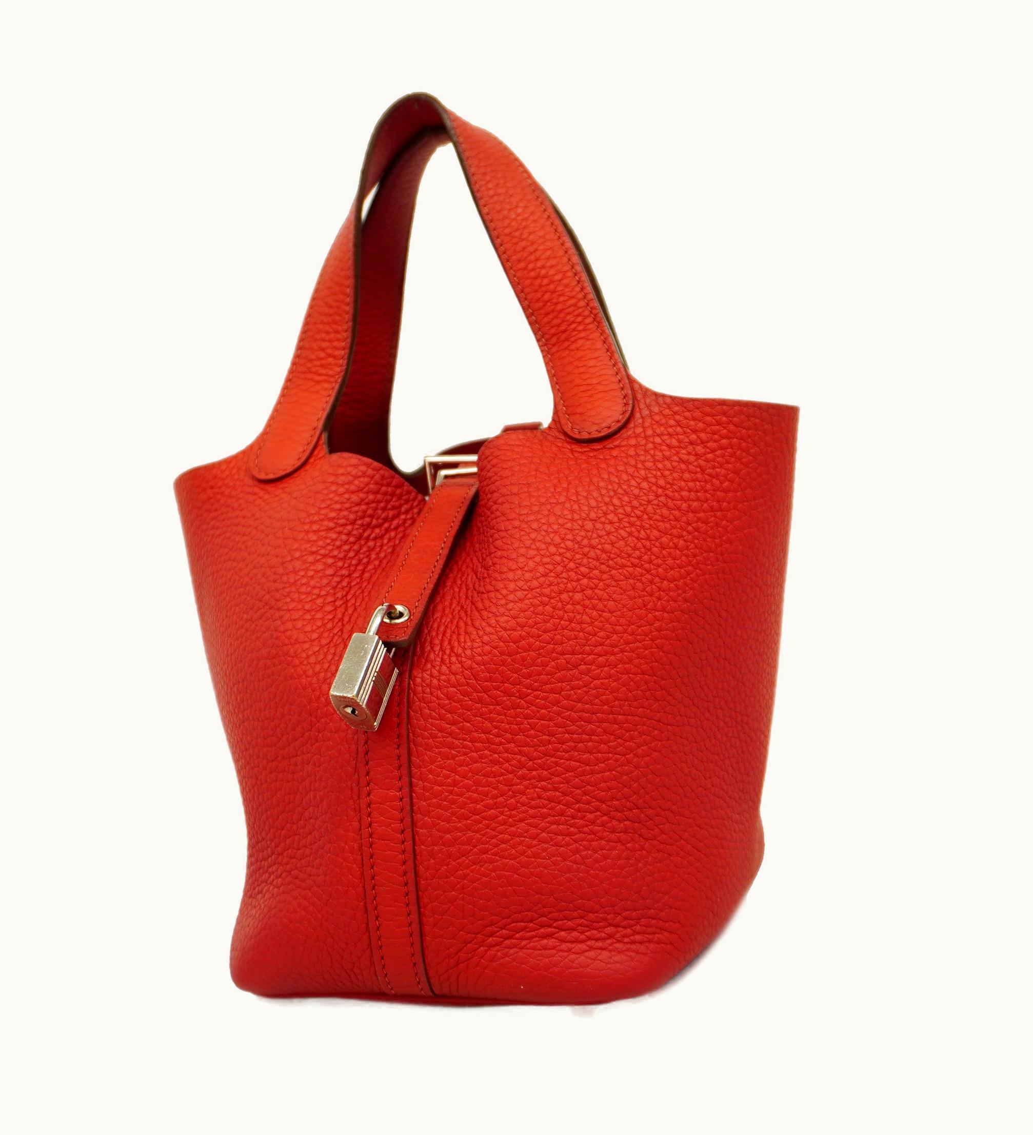 Hermès Hermès   Picotin Lock Pm P Stamp Taurillon Clemence Leather Rouge Casaque