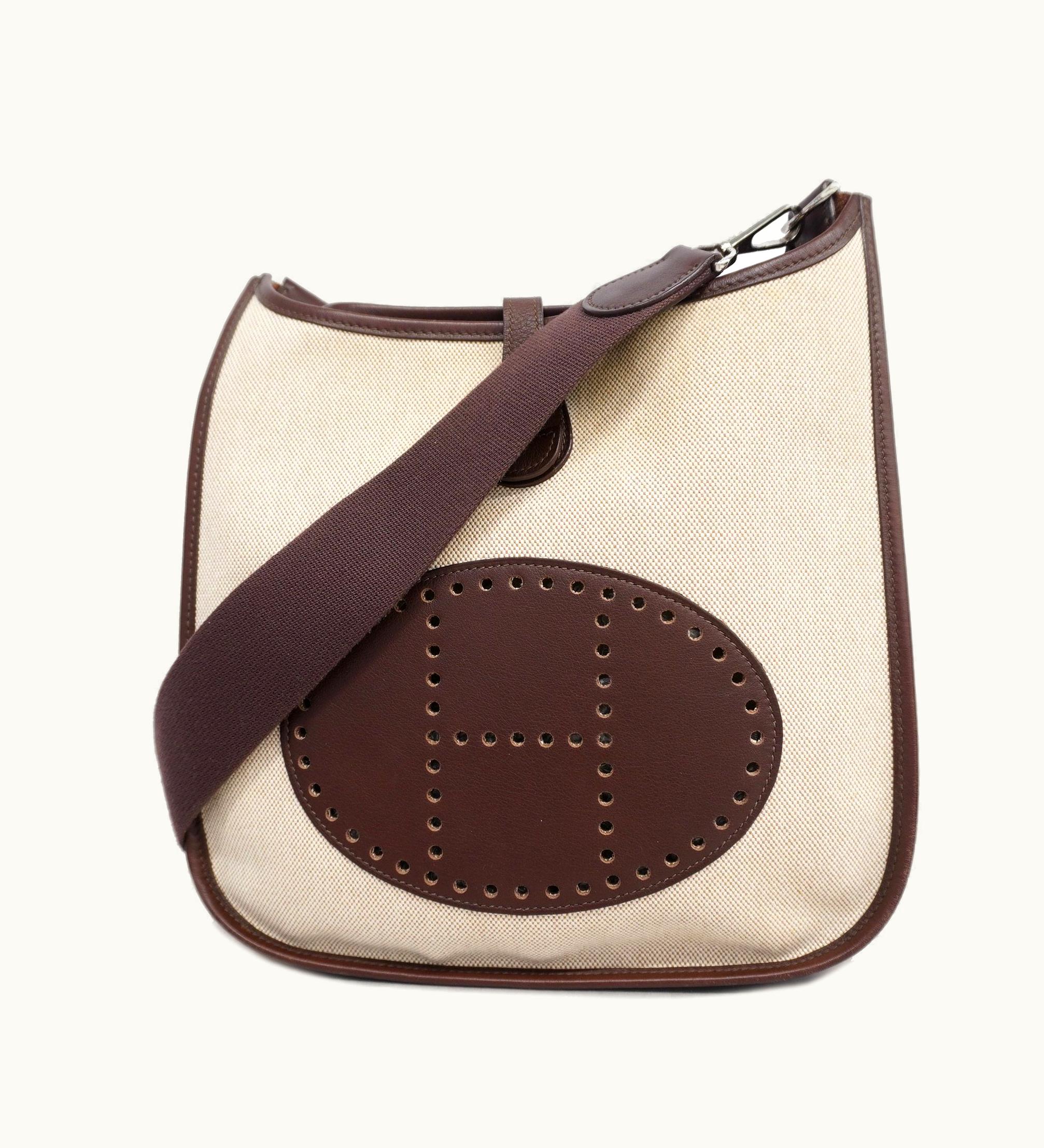 Hermès Hermès Evelyne Evelyne 2 K Stamp Women's Swift Leather, Toile H Shoulder Bag Havane