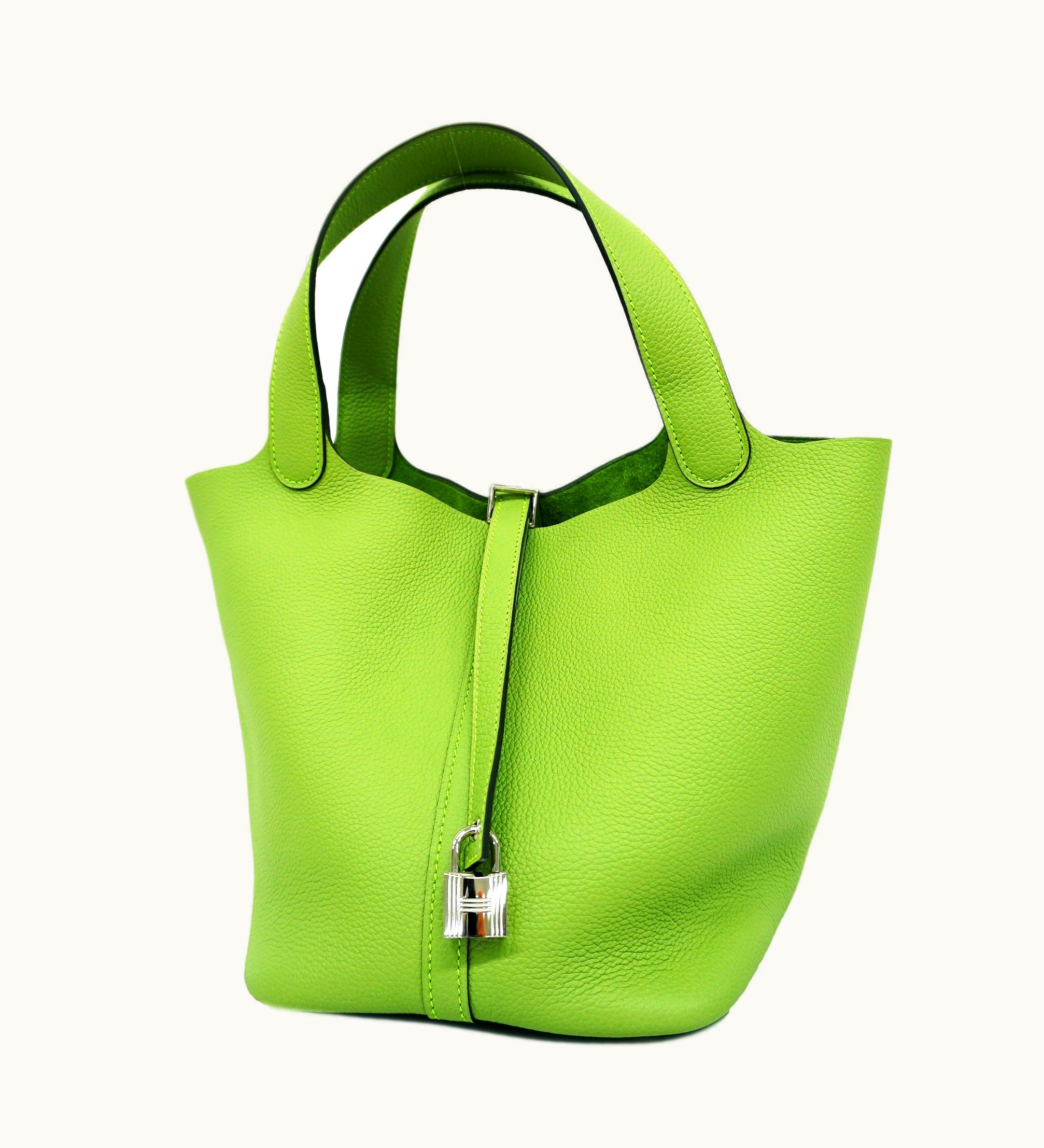 Hermès Hermès   Picotin Picotin Rock mm U Engraved Taurillon Maurice Vert Cricket Women's Handbag