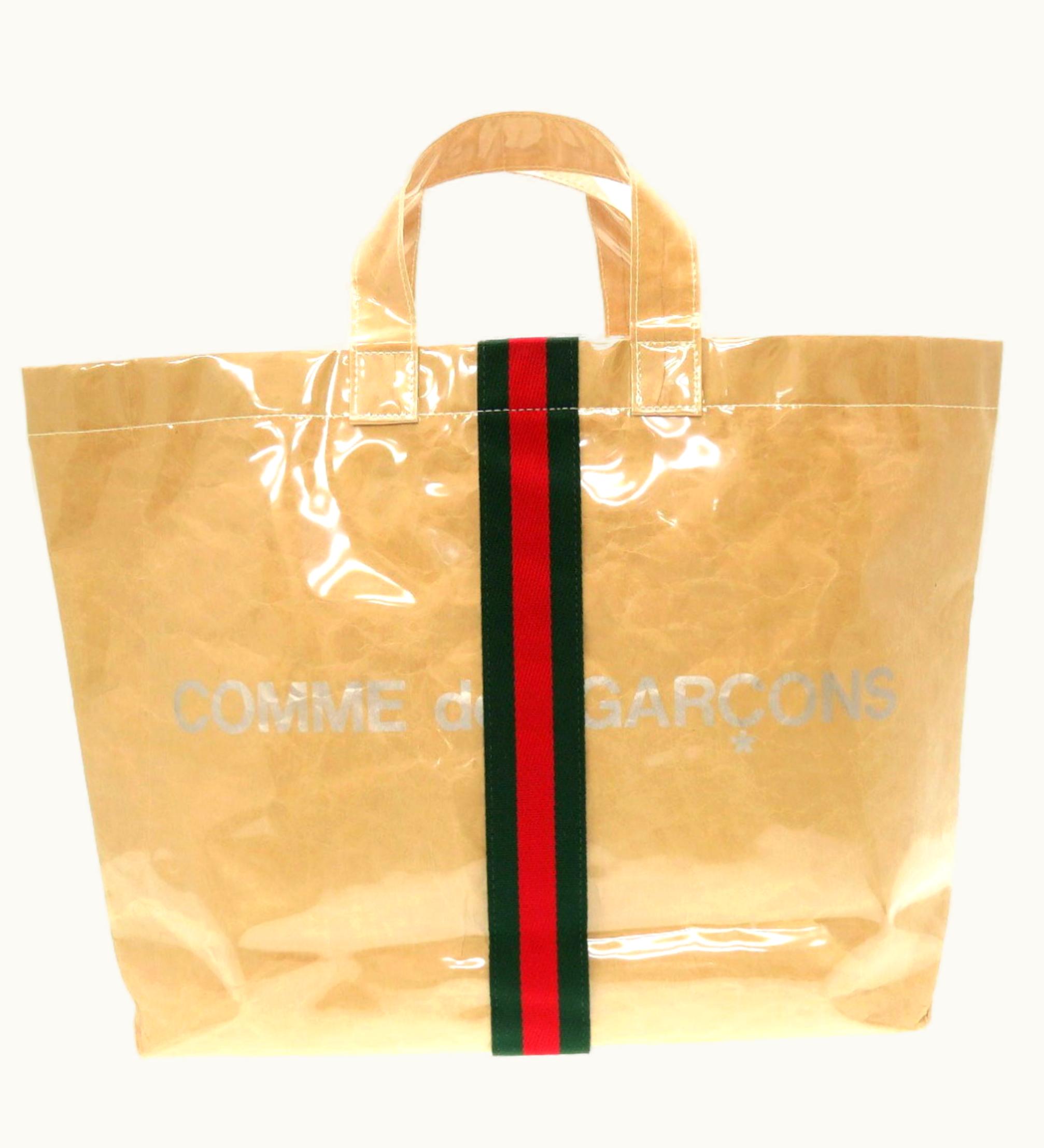 Gucci Gucci X Comme Des Garçons Sherry Line Vinyl Craft Beige Tote Bag Brown