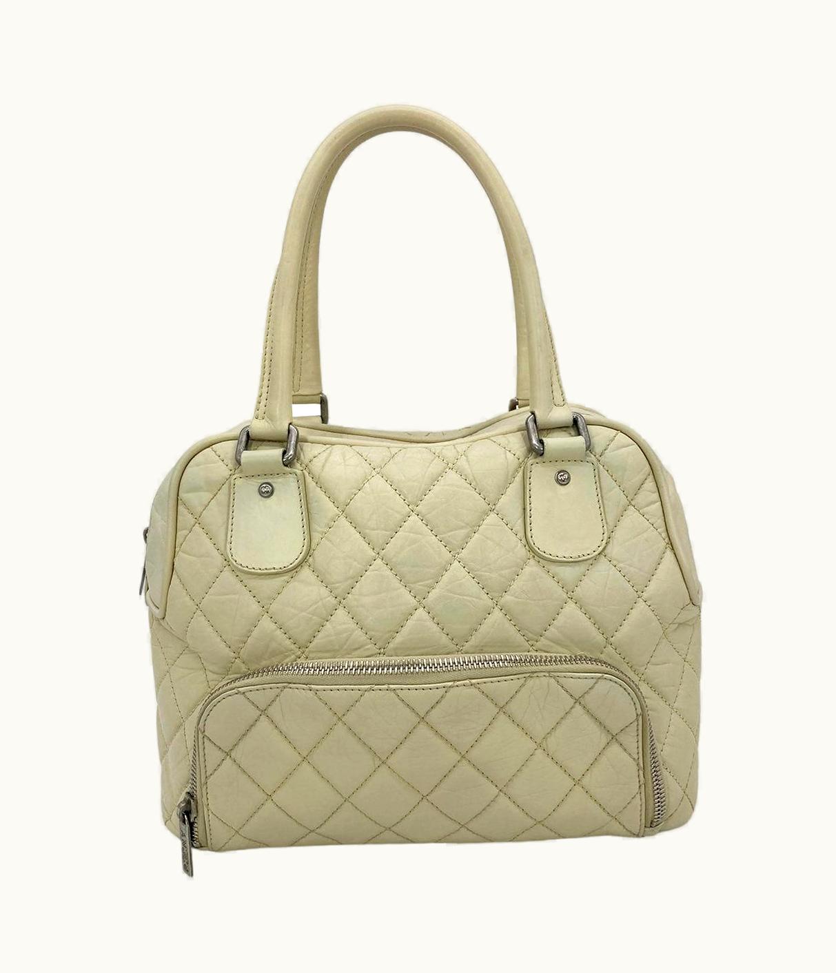 Chanel Chanel Paris New York Cream Distressed Bowling Tote