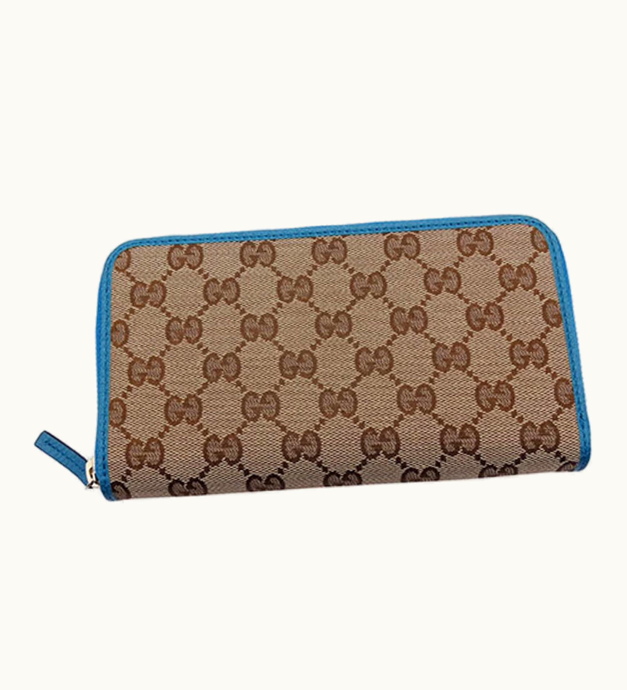 Gucci Gucci Wallet Women's Long GG Canvas Blue Brown 363423 Outlet