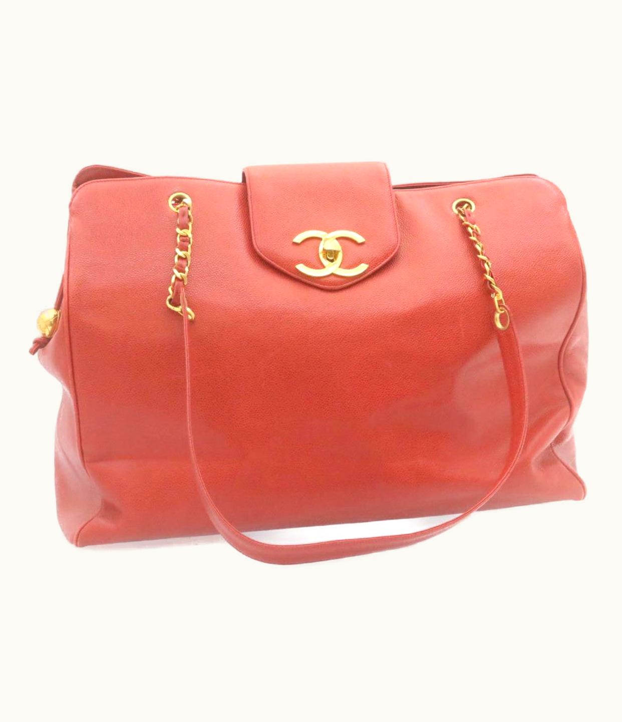 Chanel Chanel Coco Mark Super Model Chain Shoulder Bag Caviar Skin Red