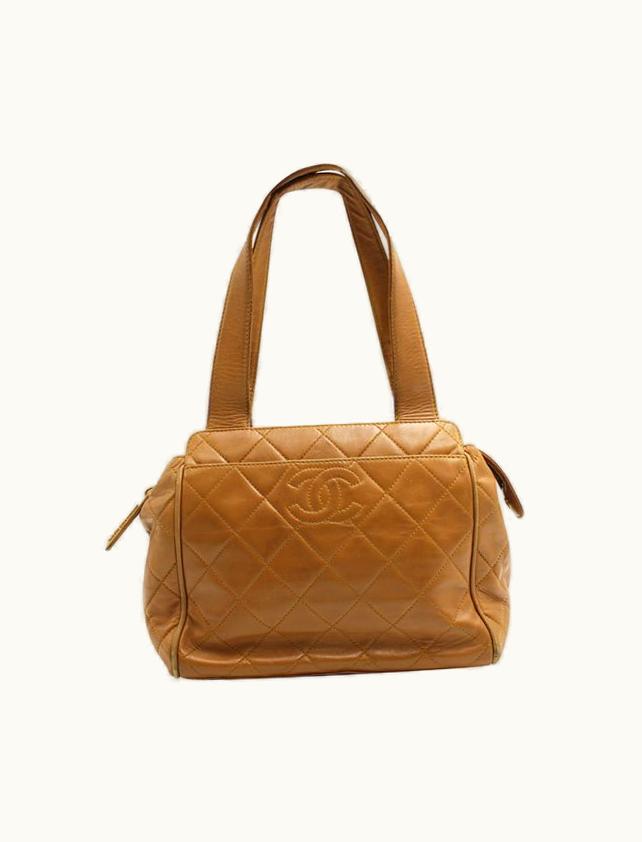 Chanel Chanel Vintage Tan Quilted Shoulder Bag
