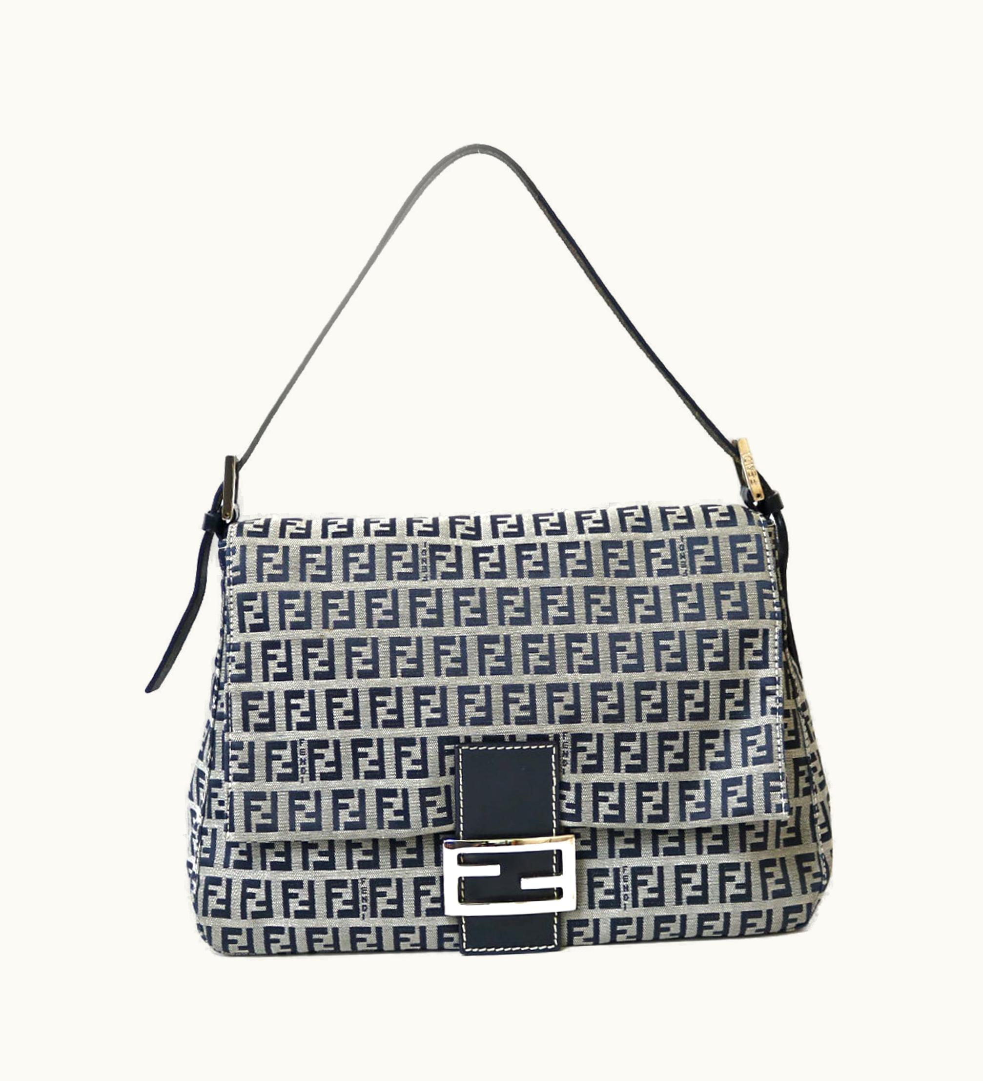 Fendi Fendi Shoulder Bag Zucchino Mamma Baguette Blue Ladies