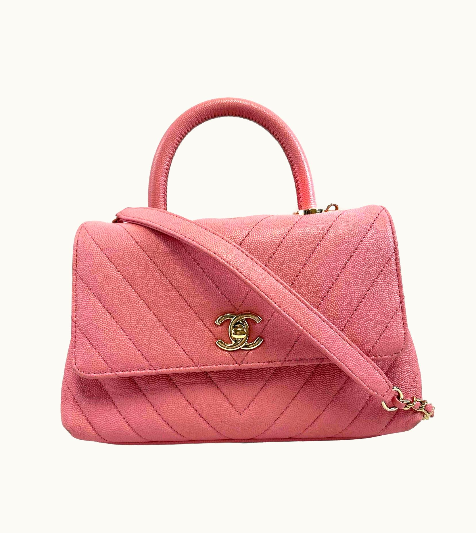 Chanel Chanel Mini Coco Top Handle Flap Bag Chevron Caviar Mini Crossbody 2019