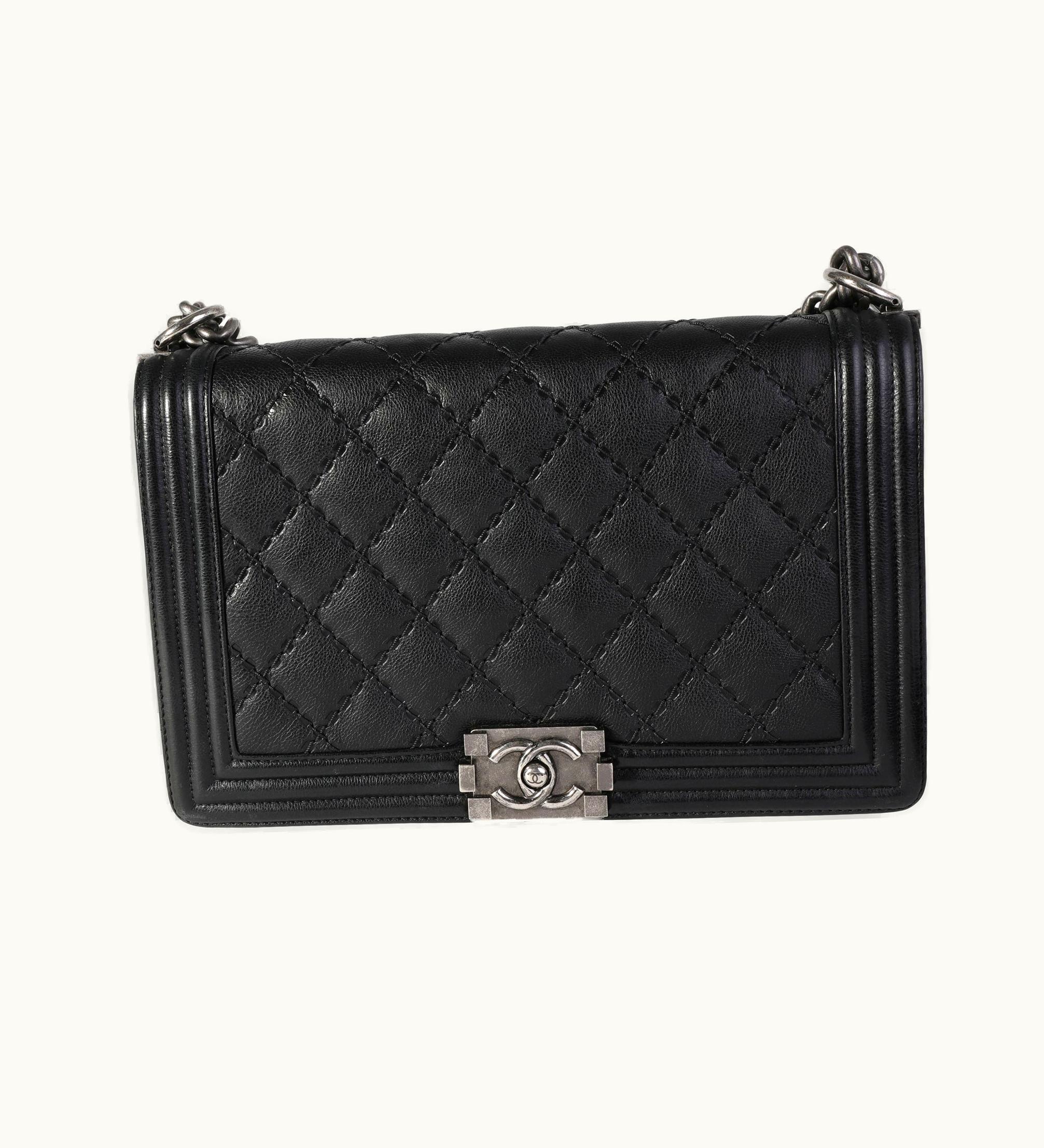 Chanel Chanel Black Quilted Whipstitch Calfskin New Medium Boy Bag