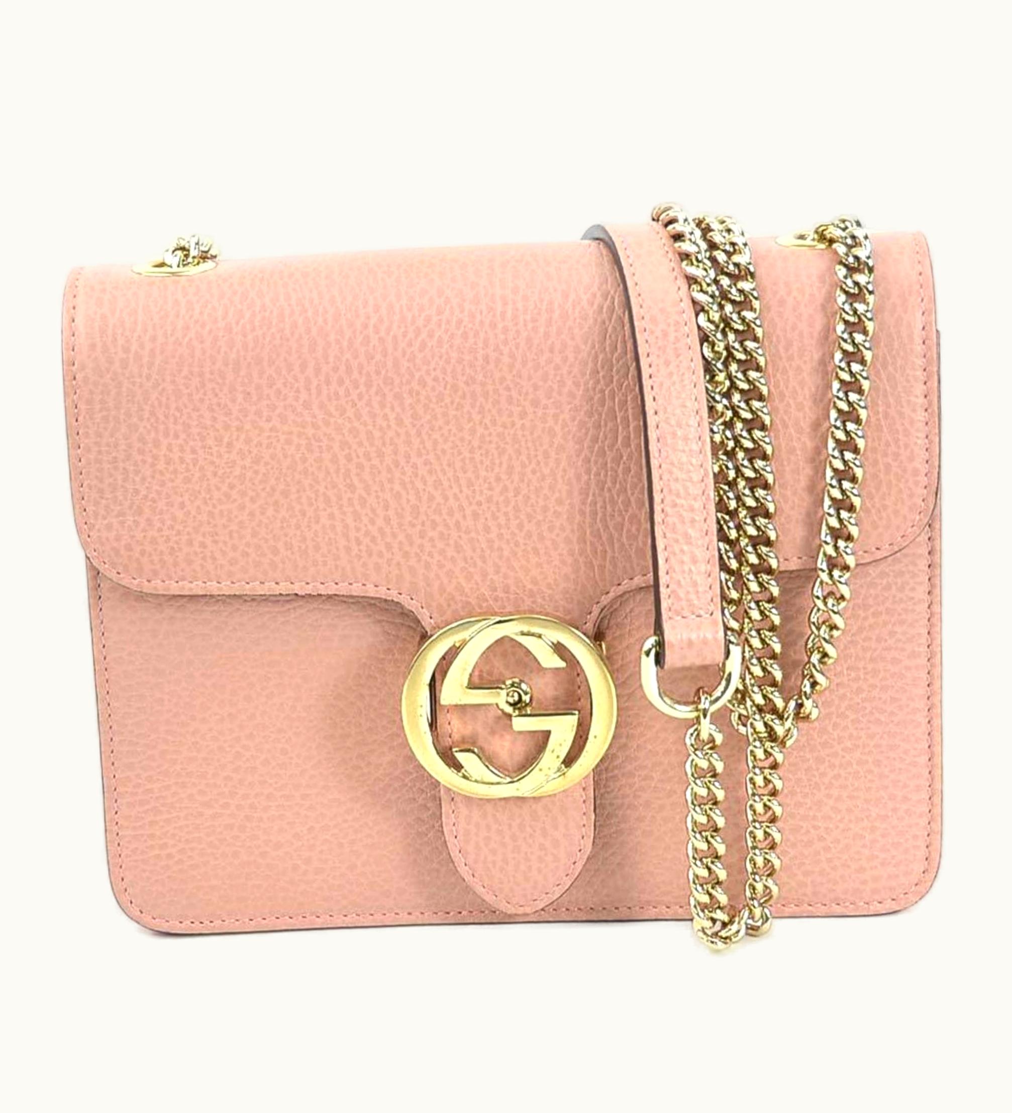 Gucci Gucci Crossbody Shoulder Bag Leather/Metal Pink Beige/Gold Ladies 510304