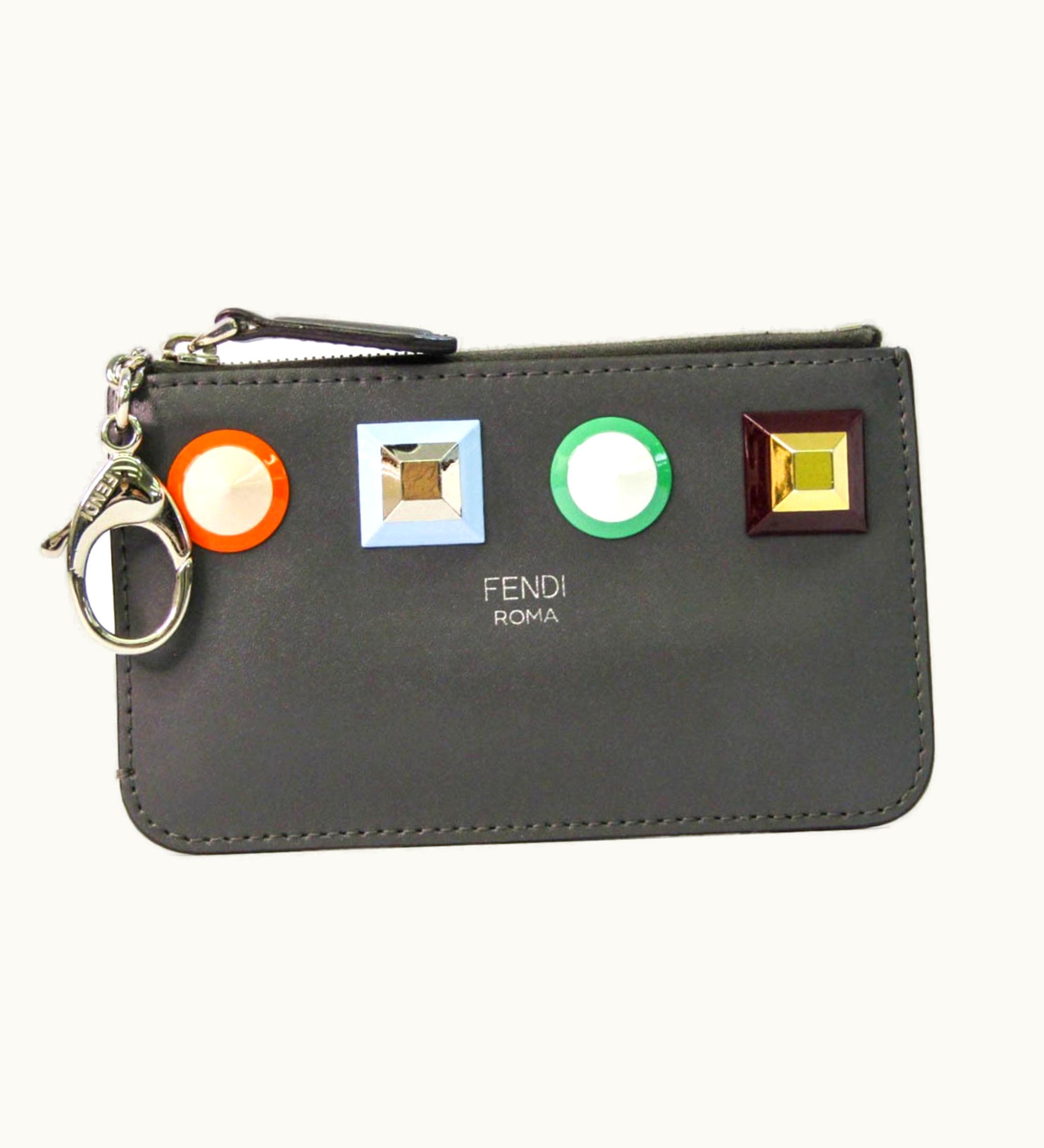 Fendi Fendi 8Ap151Sro Women's Leather Coin Purse/Coin Case Gray