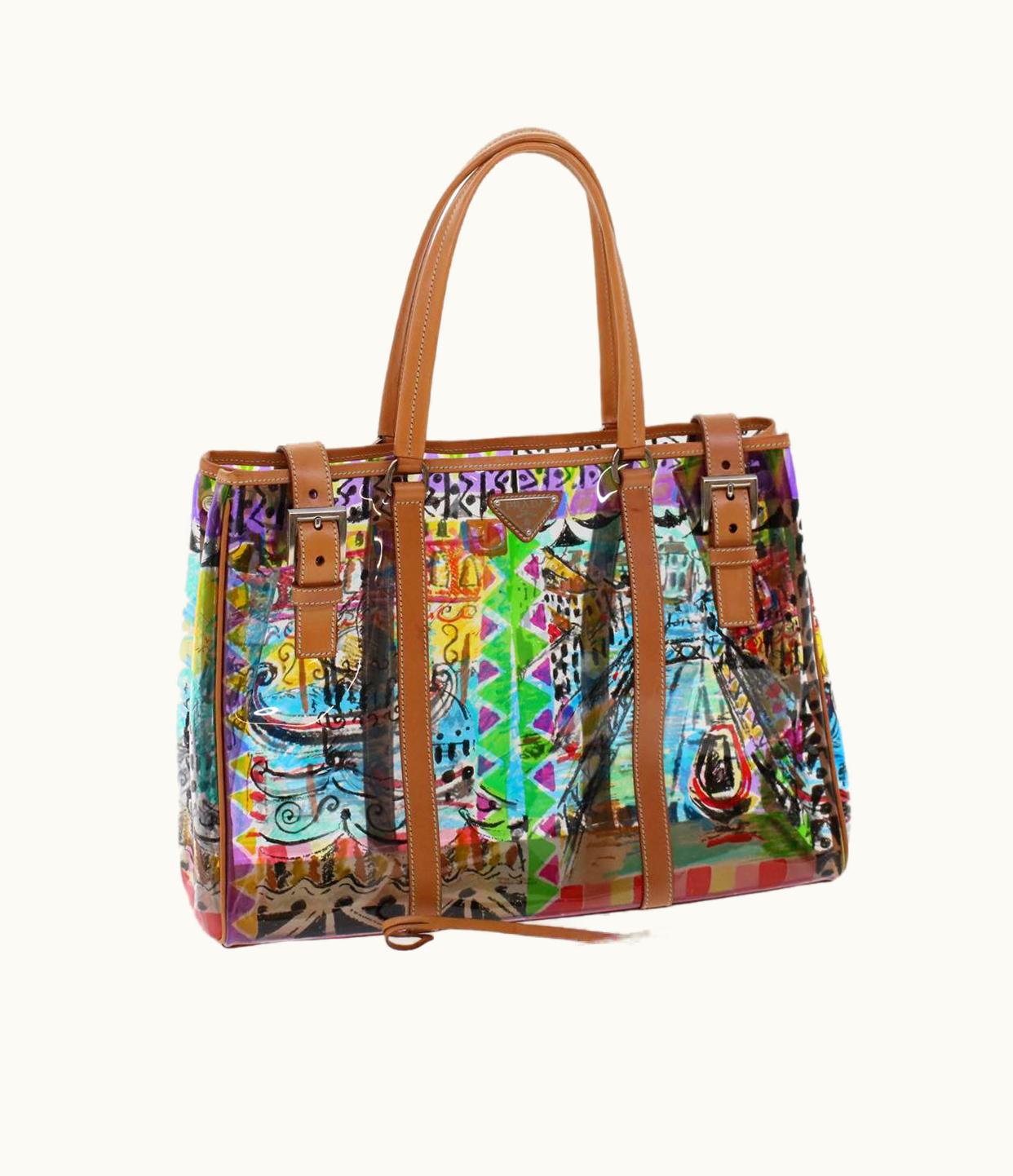 Prada Prada Venice Pattern Tote Bag Vinyl Leather Multicolor Br2515