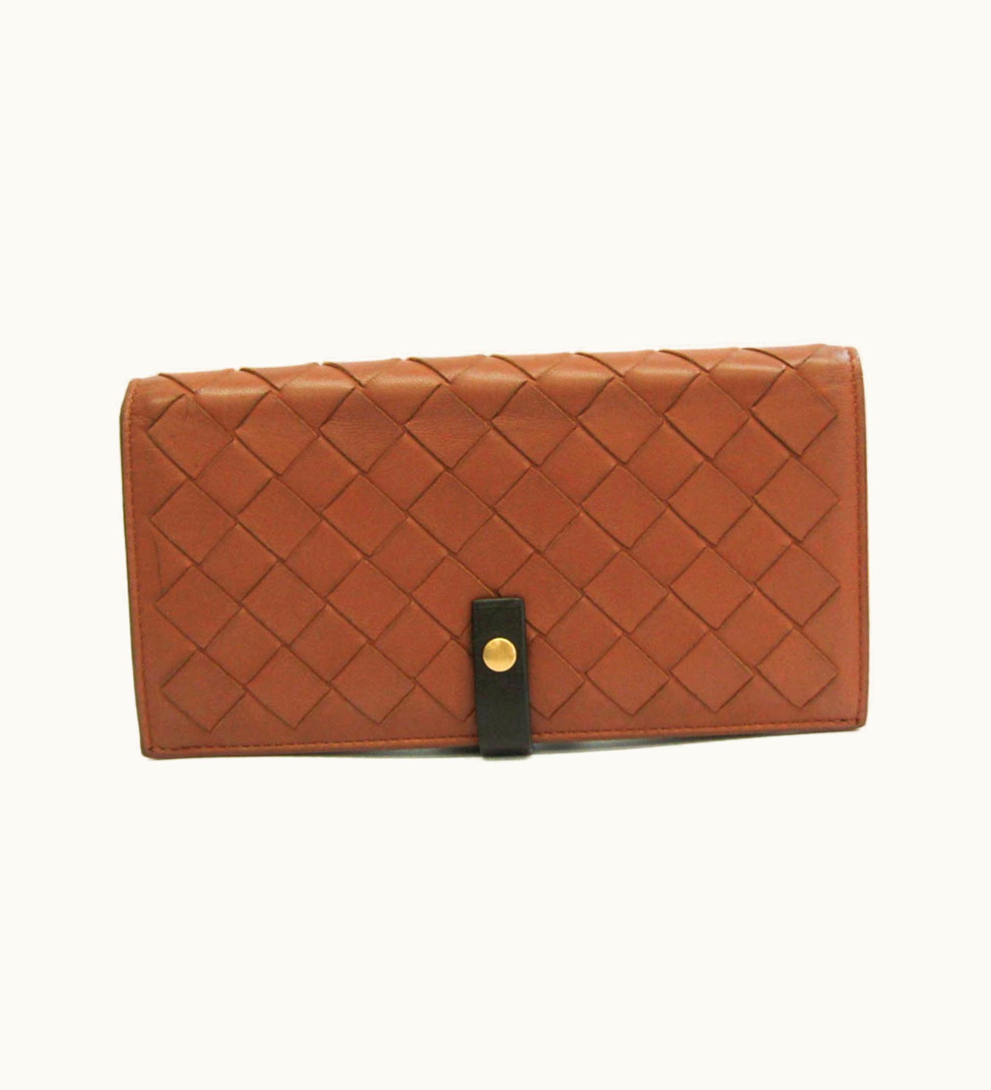 Bottega Veneta Bottega Veneta Intrecciato Men, Women Leather Long Wallet [Bi-Fold] Brown, Dark Brown