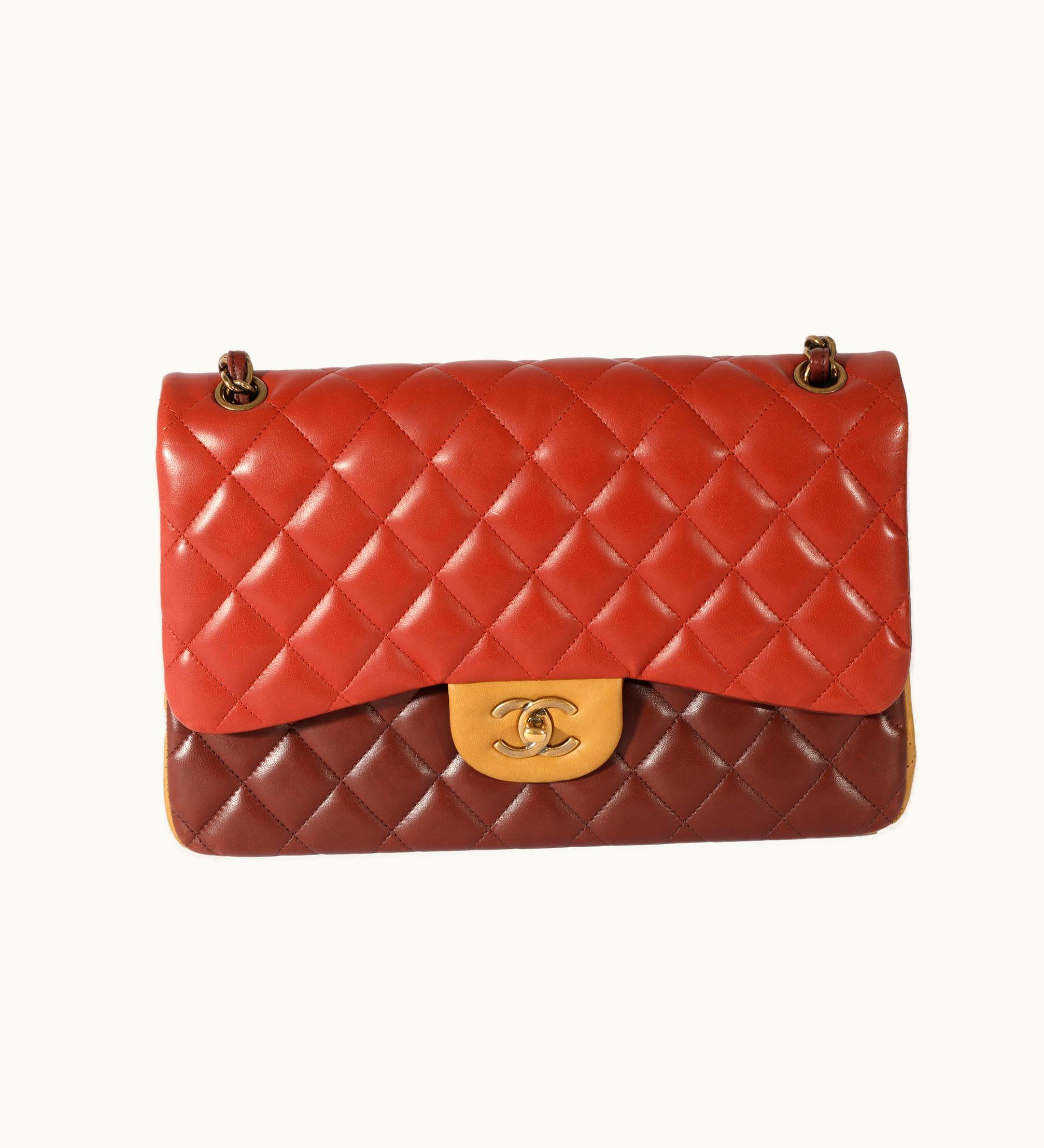 Chanel Chanel Tri-Color Lambskin Jumbo Double Flap Bag