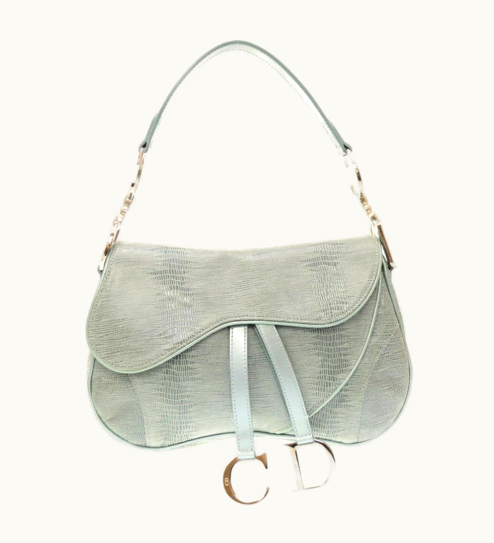 Dior Dior Christian Dior Saddle Bag Leather Blue Handbag Shoulder