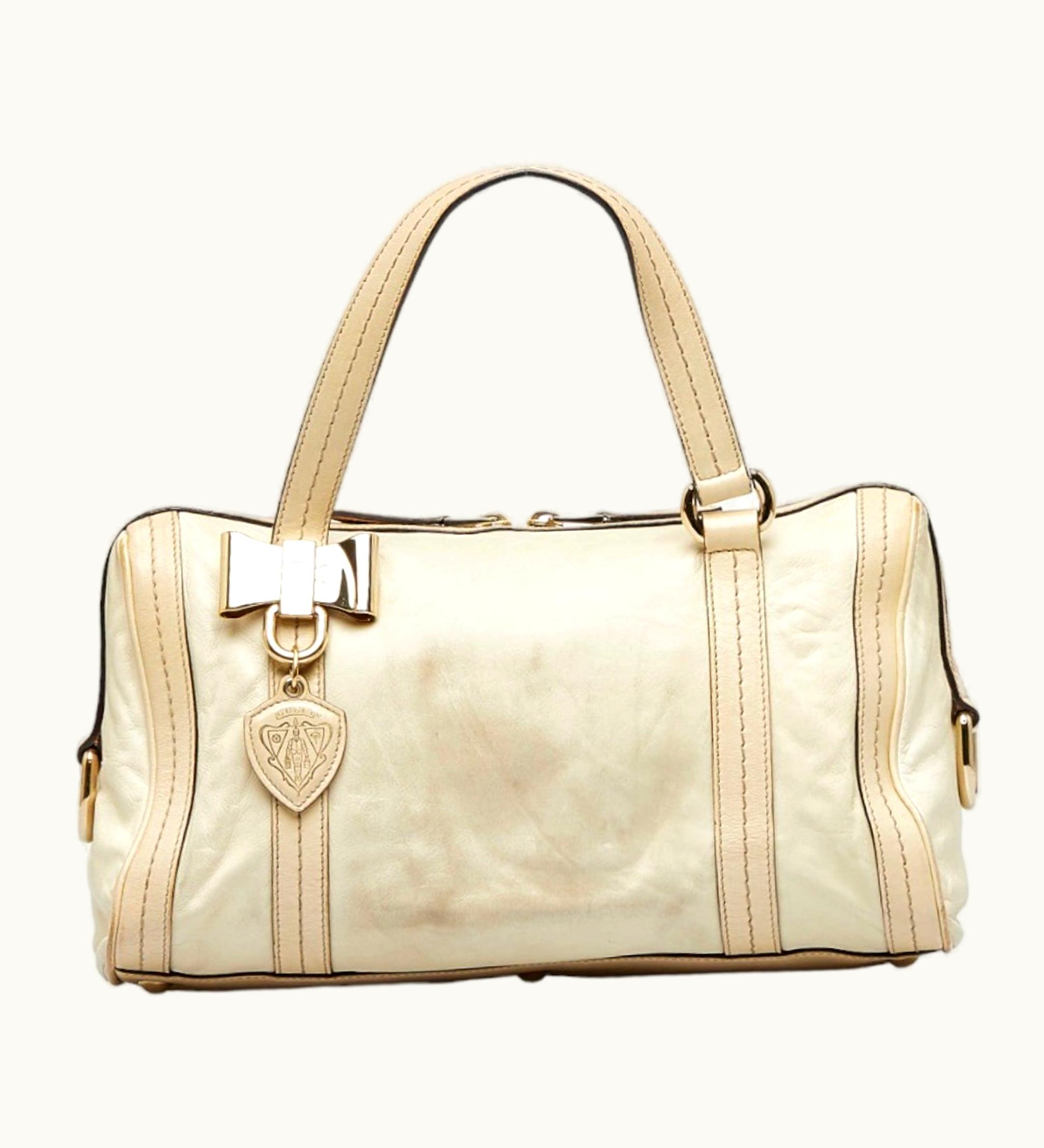 Gucci Gucci Duchessa Line Handbag Boston 181487 White Leather Ladies