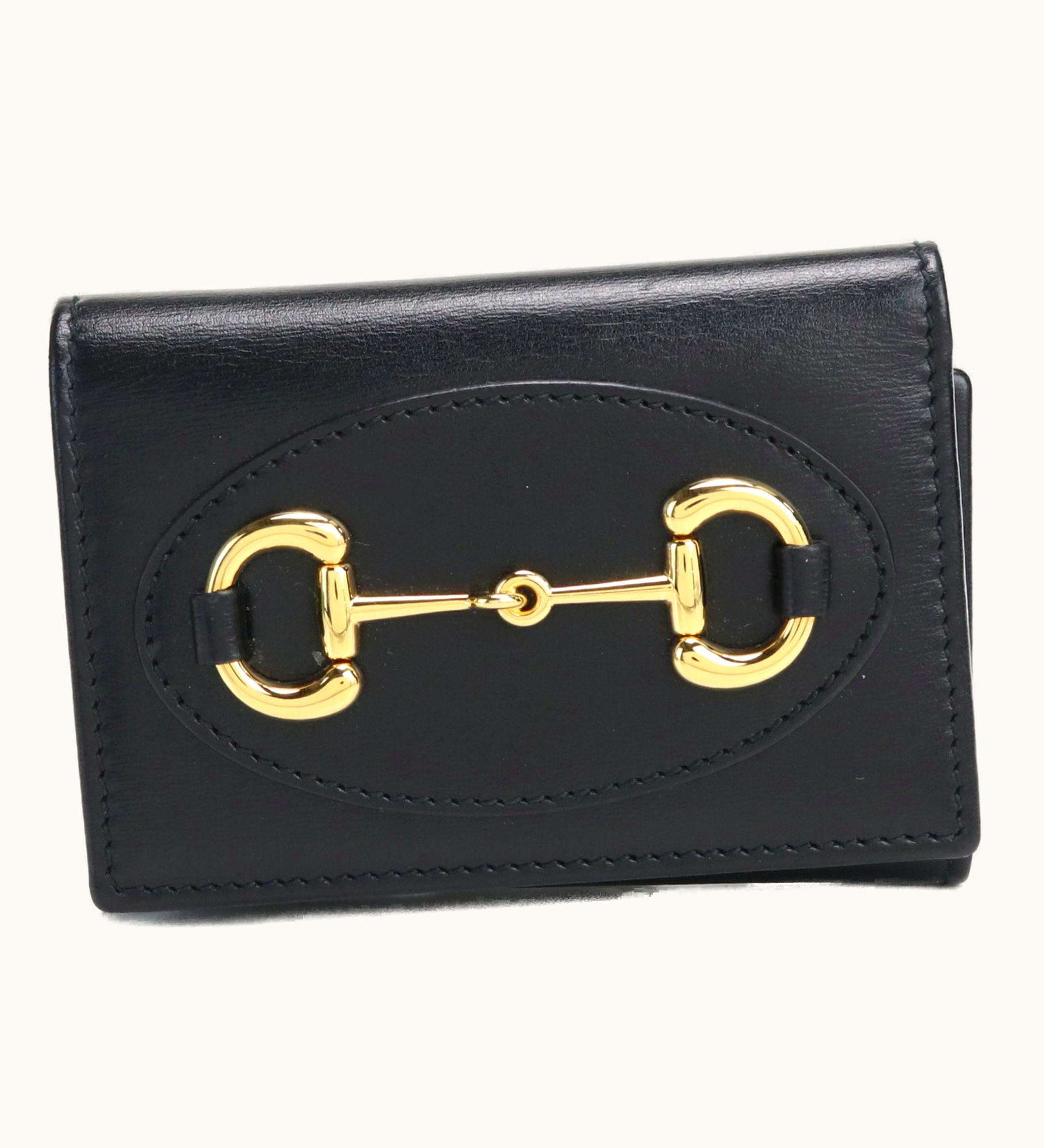 Gucci Gucci Horsebit 1955 644462 Leather Ladies With Three-Fold Wallet Coin Purse