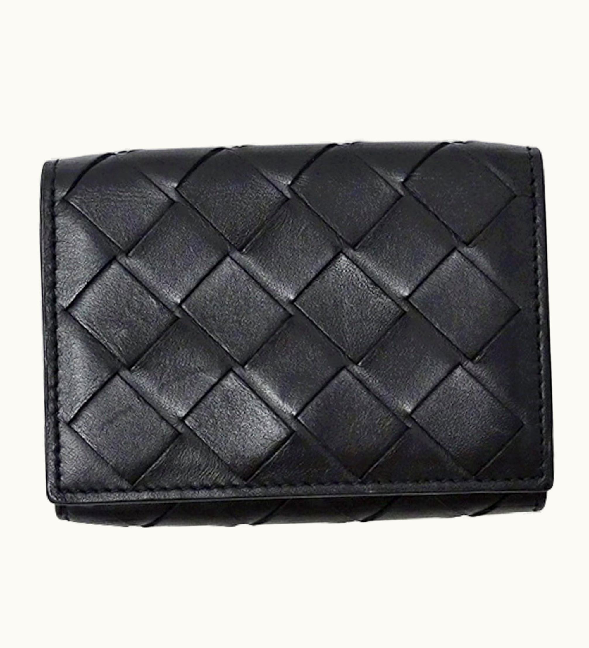 Bottega Veneta Bottega Veneta Wallet Men's Women's Trifold Medium Intrecciato Leather Black