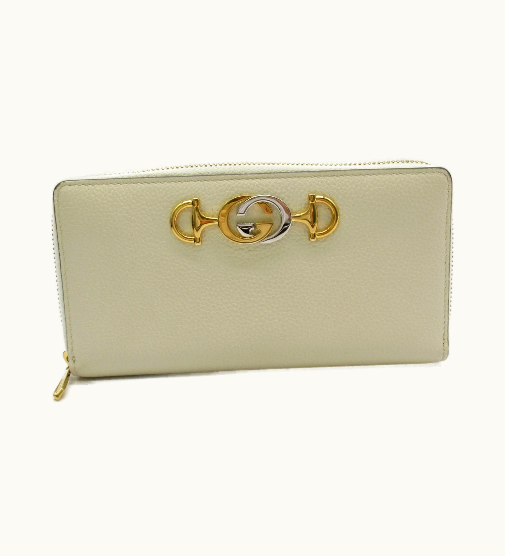 Gucci Gucci Round Long Wallet Ivory Leather 570661