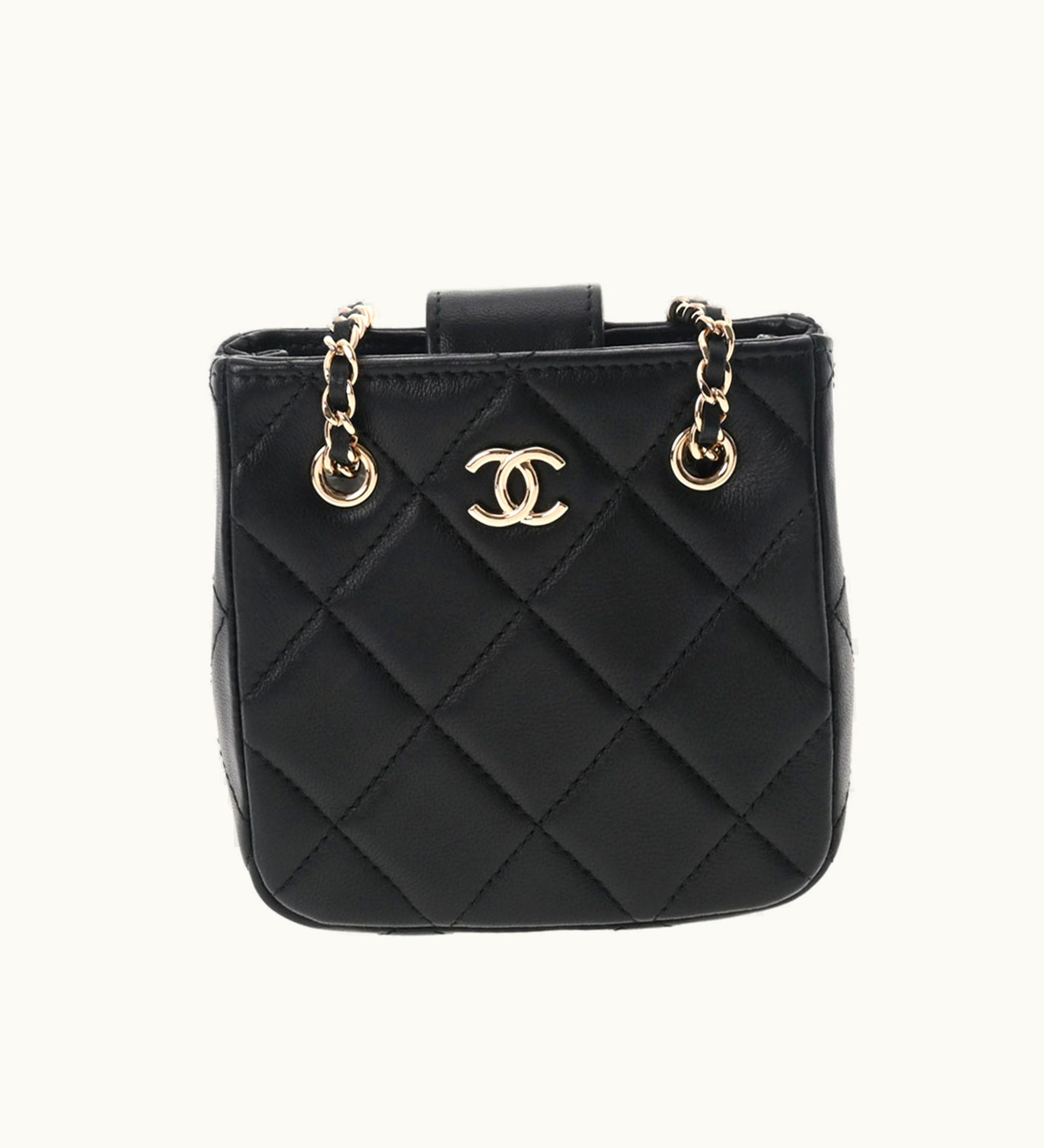 Chanel Chanel Matelasse Pochette Chain Shoulder Black Women's Lambskin Bag