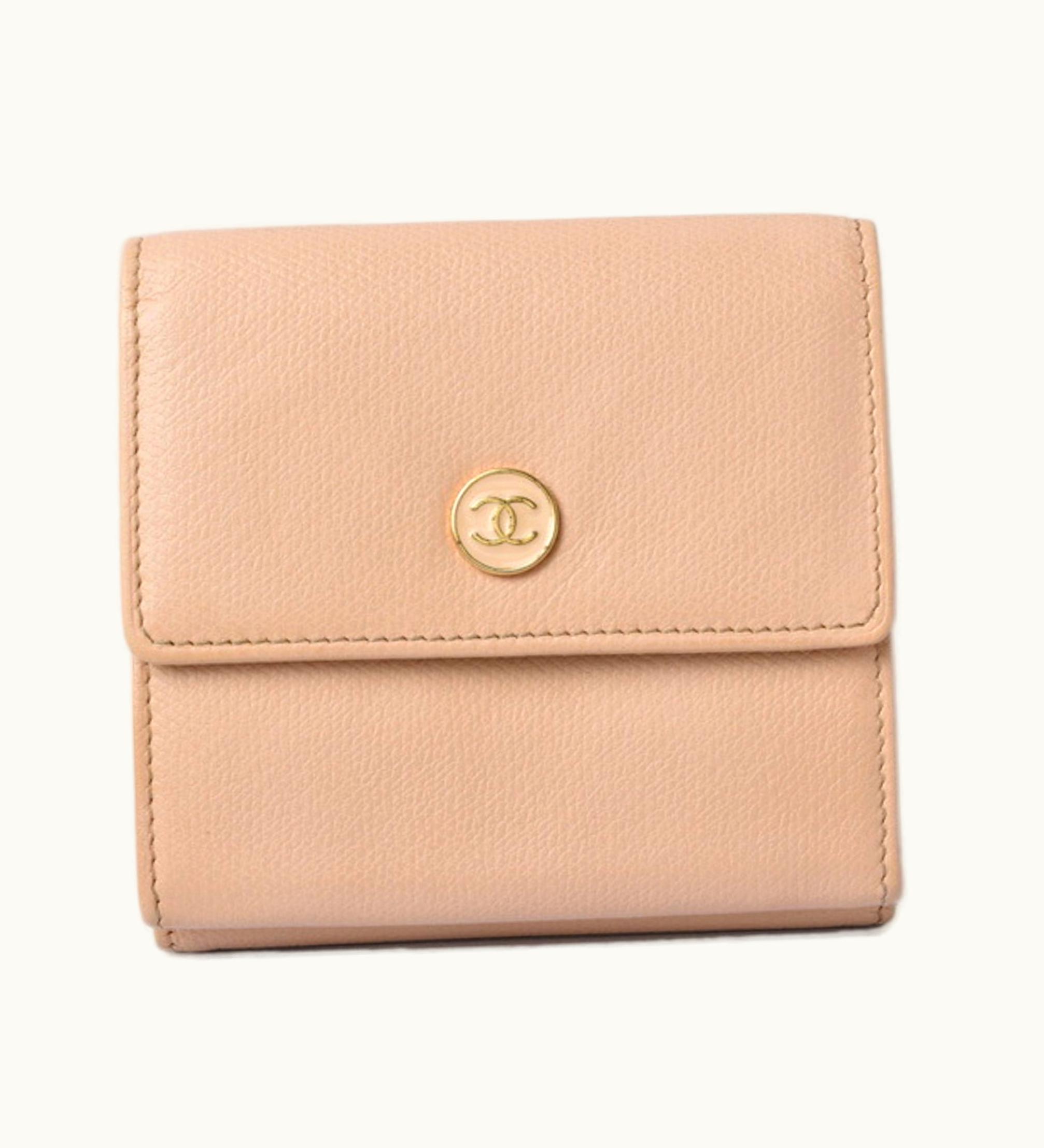Chanel Chanel Folded Wallet Double Hook A20902 Coco Mark Beige