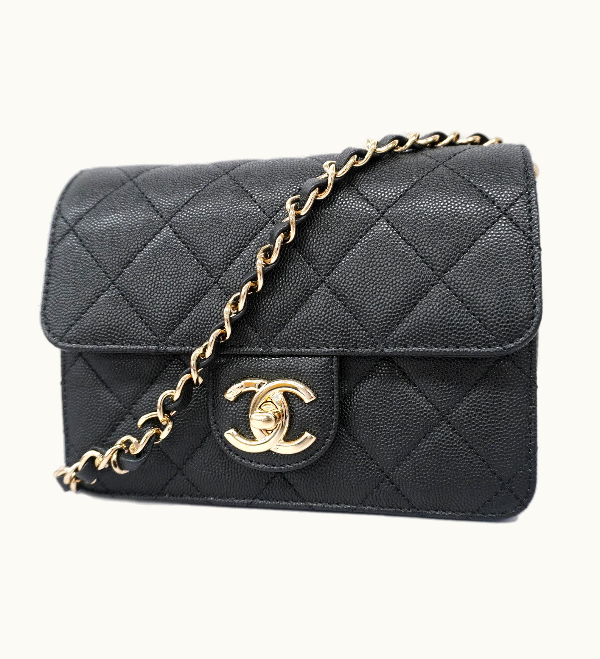 Chanel Chanel Matelasse Chain Shoulder Women's Caviar Leather Shoulder Bag Black Gold Hardware