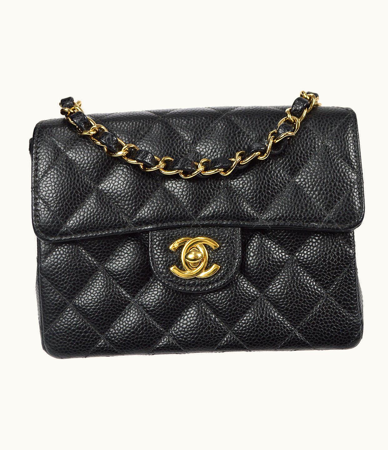 Chanel Chanel 2003-2004 Classic Flap Mini Square 17 Black Caviar 78316