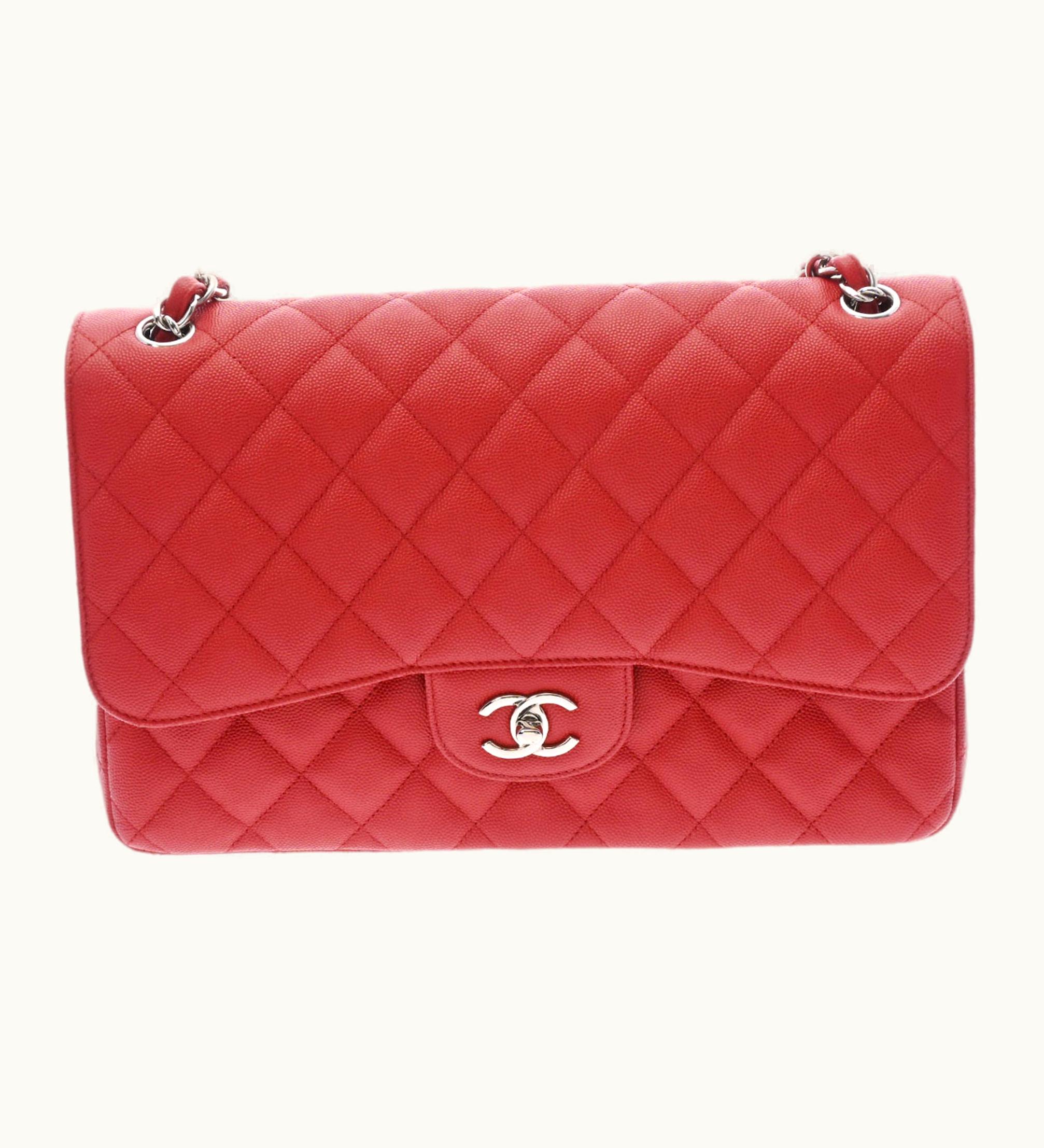 Chanel Chanel Matelasse Double Flap Chain Shoulder 30 Red Ladies Caviar Skin Bag