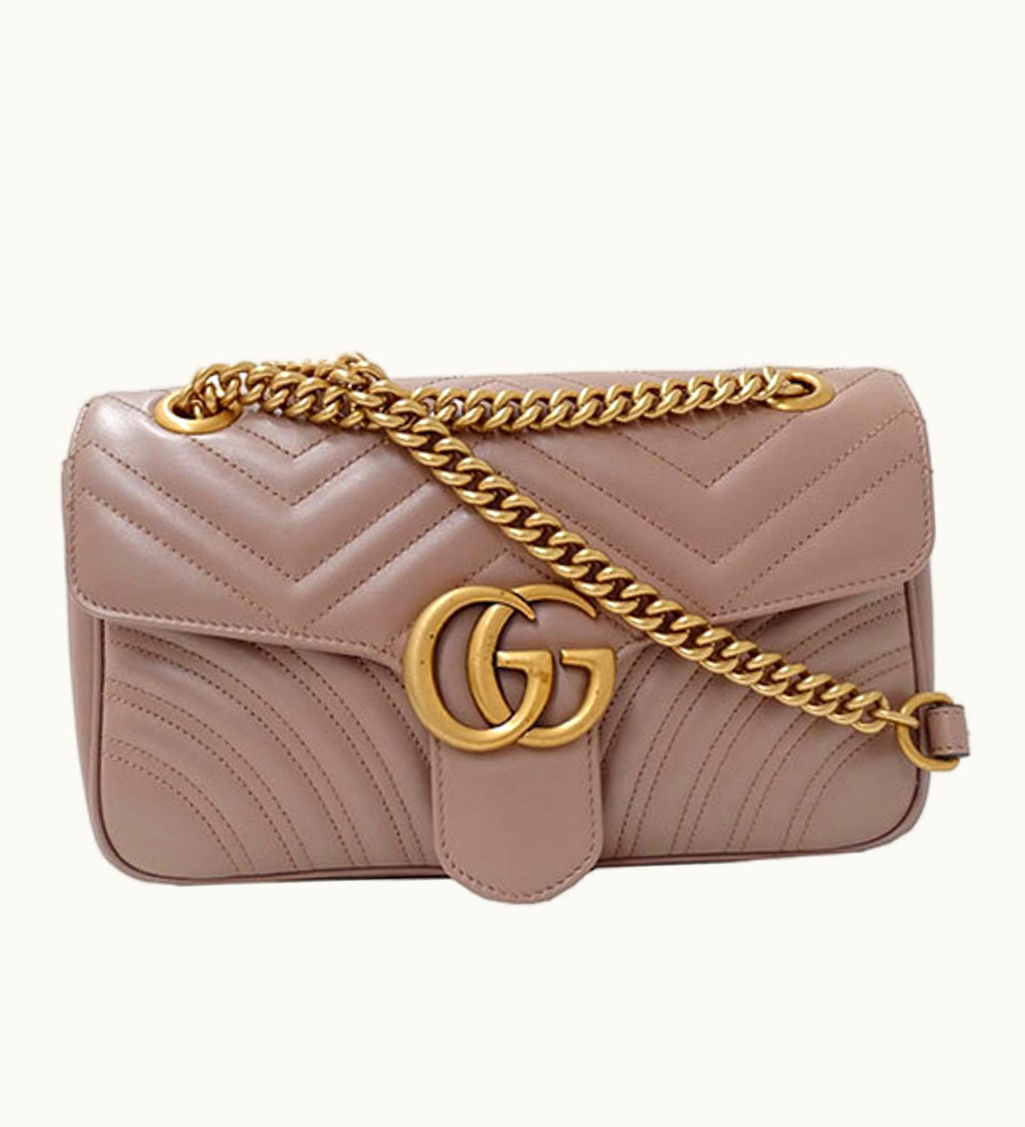 Gucci Gucci Bag Ladies Shoulder Leather GG Marmont Dusty Pink 443497