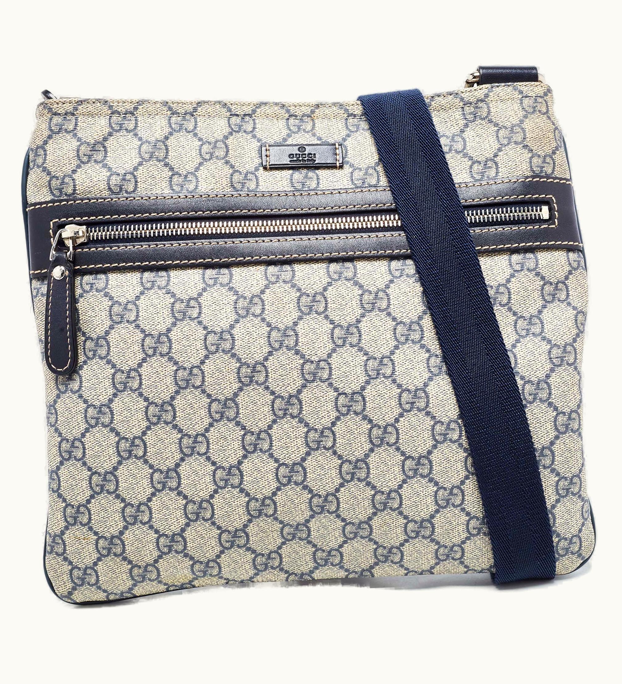 Gucci Gucci Grey/Blue GG Supreme Canvas And Leather Crossbody Bag