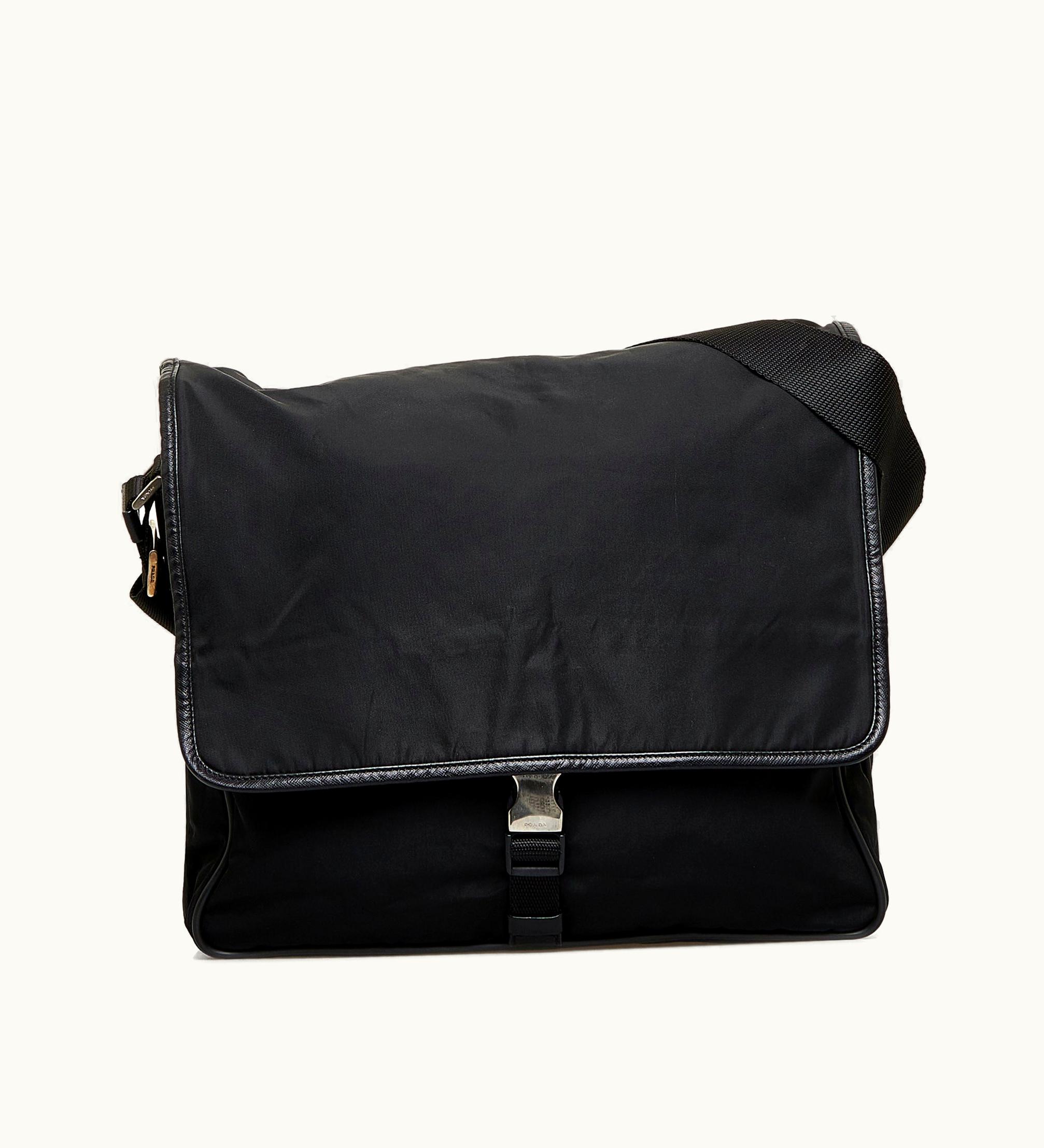 Prada Prada Tessuto Nylon Leather Crossbody Bag Black