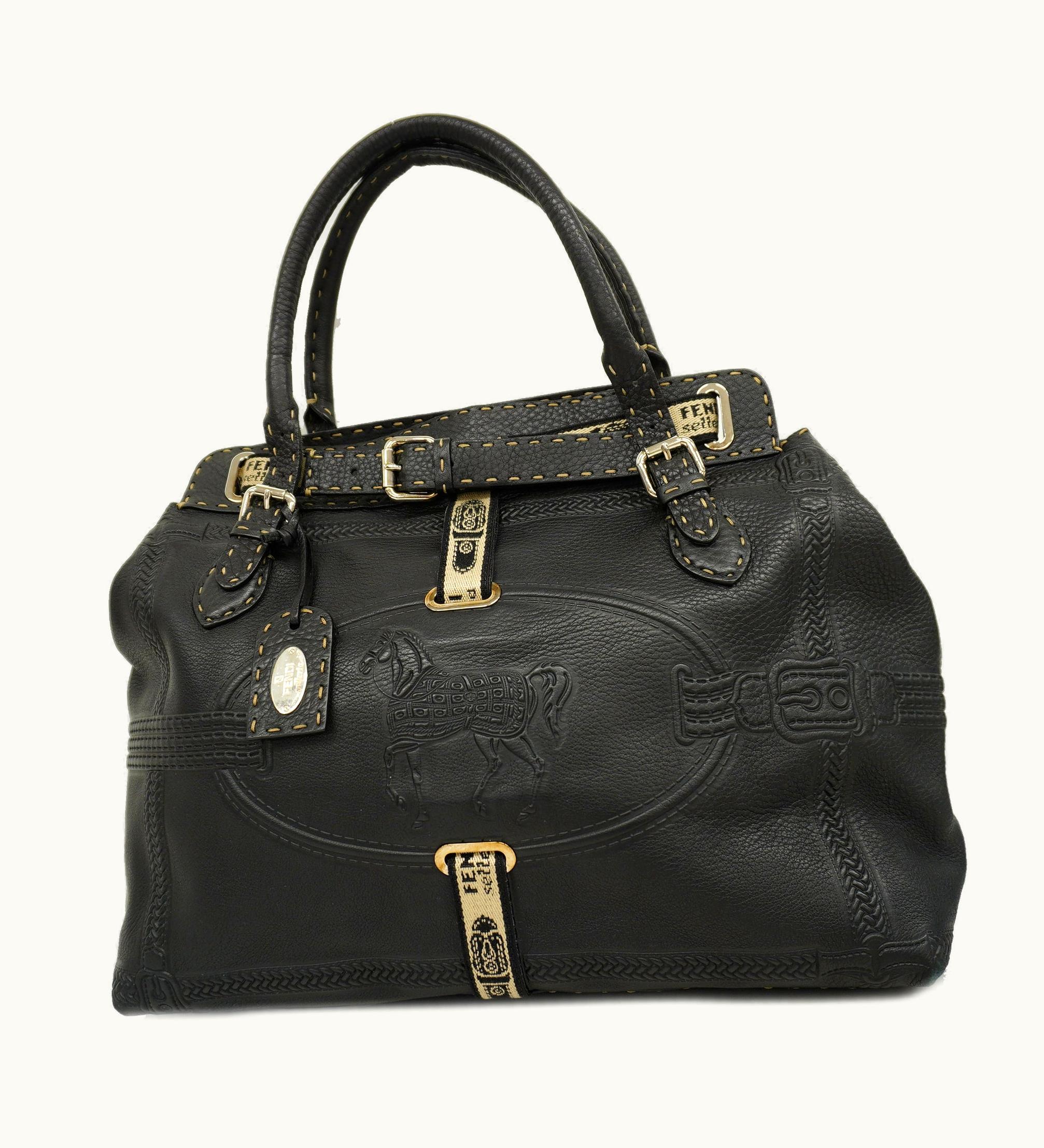 Fendi Fendi Selleria Tote Bag Women's Leather Tote Bag Black