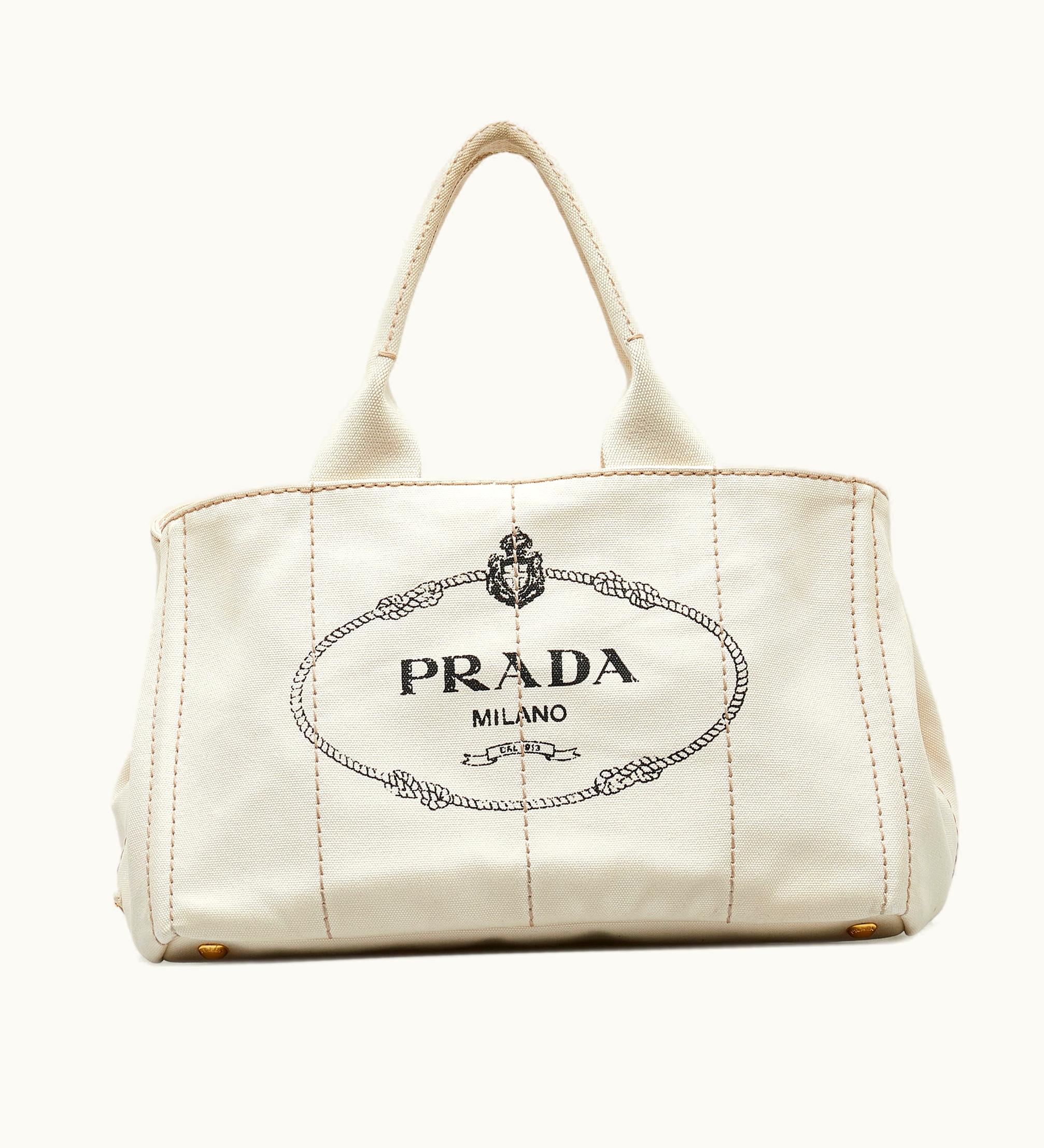 Prada Prada Canapa Logo Satchel Canvas Tote Beige