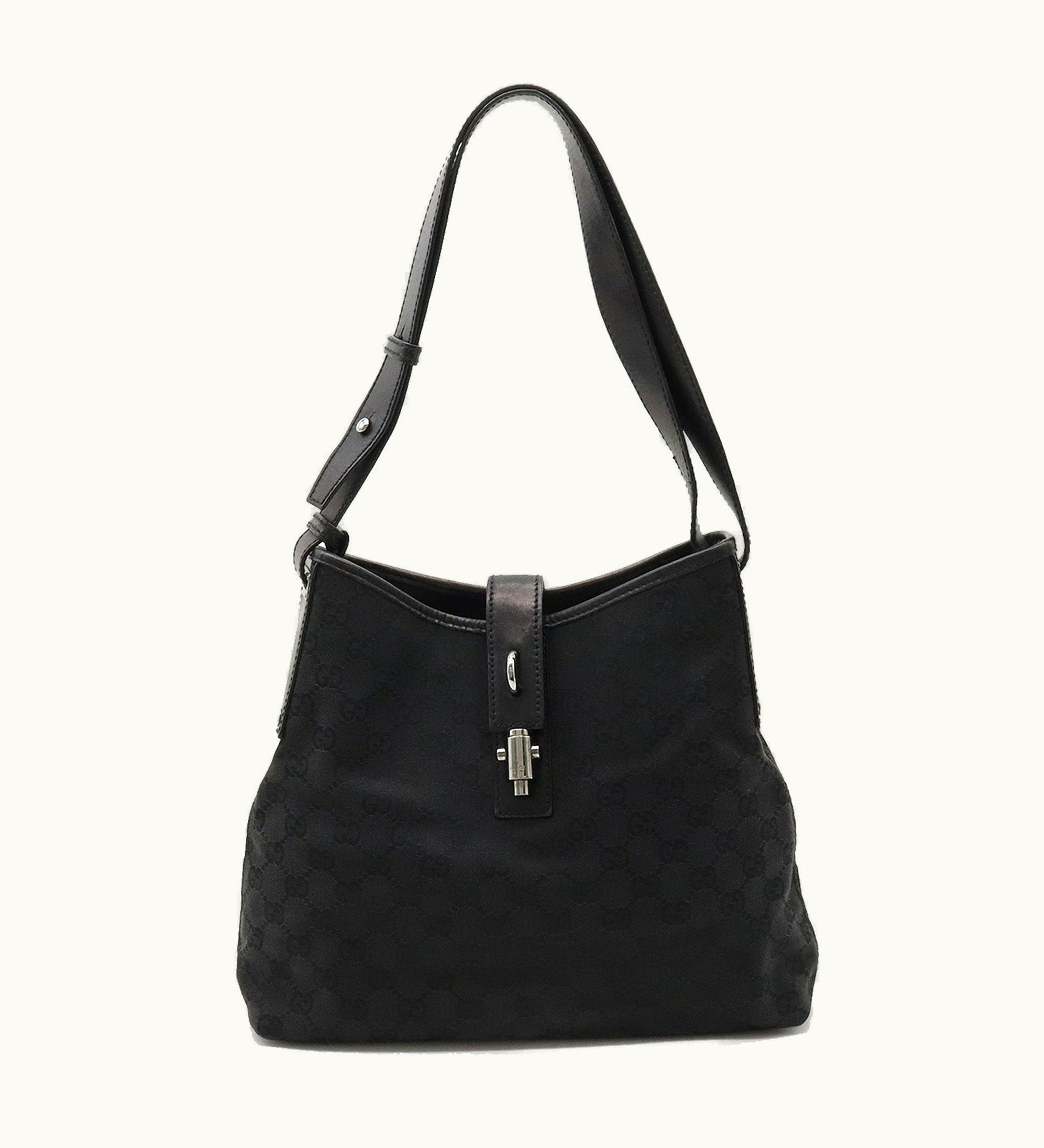 Gucci Gucci GG Canvas New Jackie Shoulder Bag Leather Black 110291
