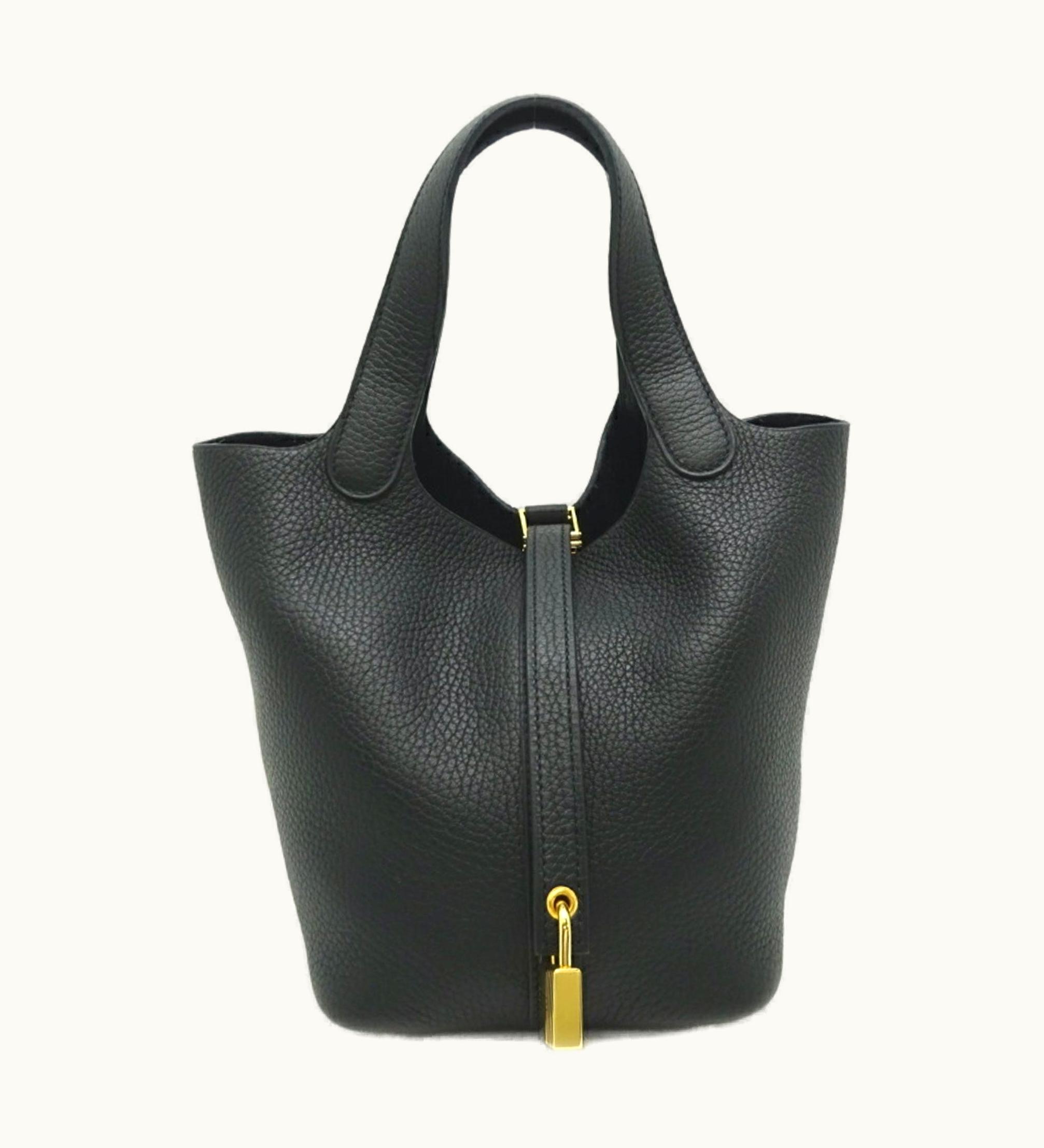 Hermès Hermès Picotin Lock PM U Engraved Women's Handbag Taurillon Clemence Noir [Black]