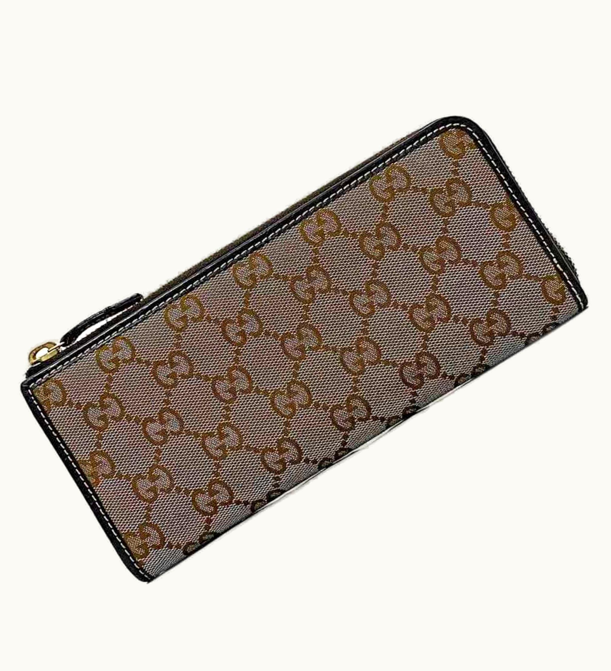 Gucci Gucci Long Wallet Brown Beige Lame 268917 GG Canvas Leather