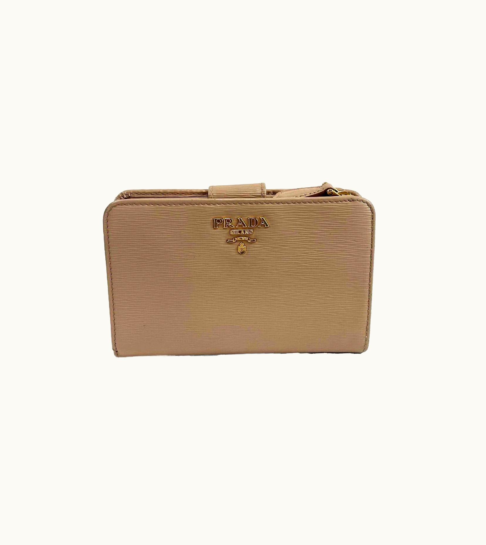 Prada Prada - Small Saffiano Leather Card Wallet - Powder Pink / Gold