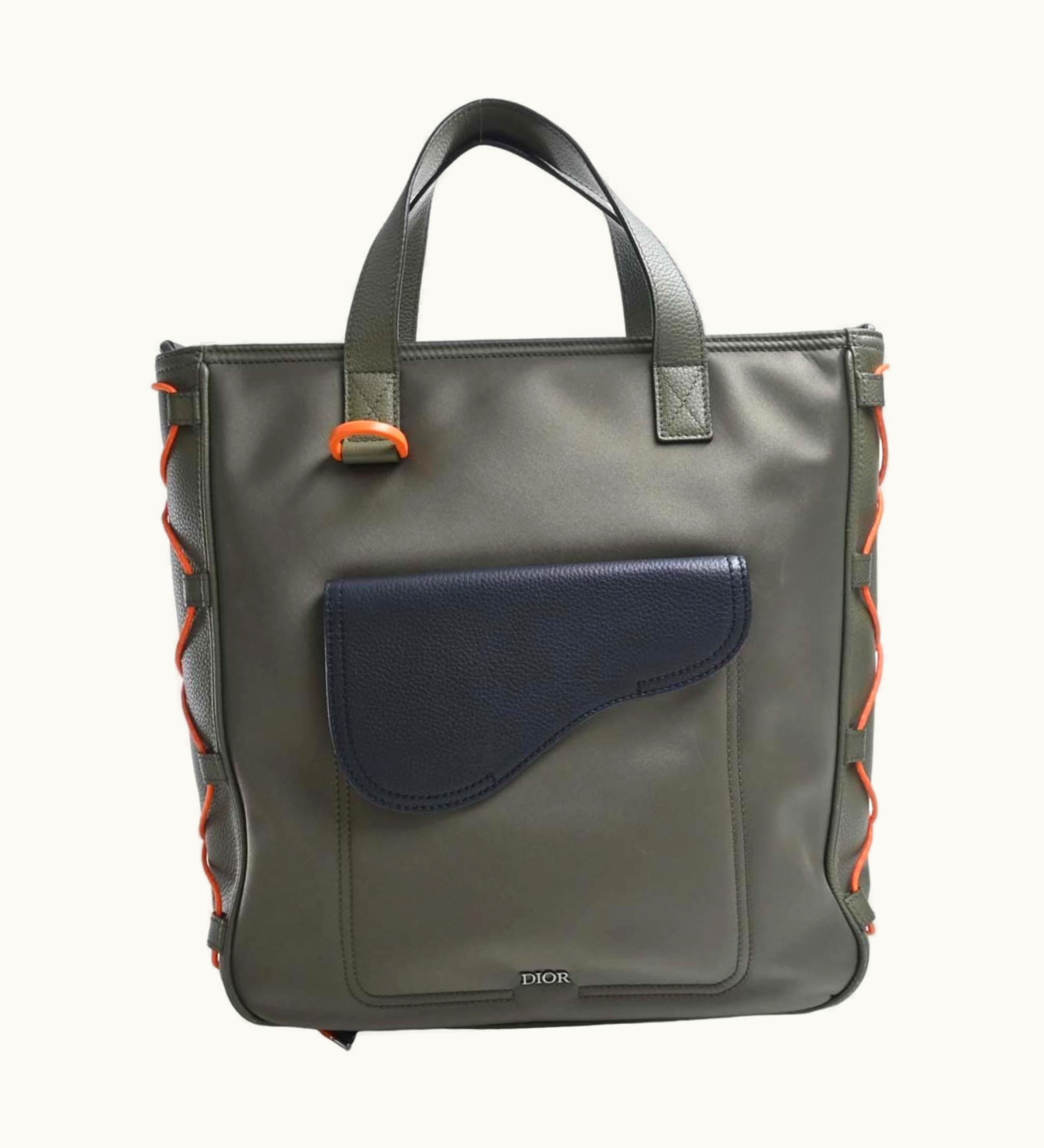 Dior Dior Christian Dior Sacai Collaboration Nylon Saddle Tote Bag Khaki Men's