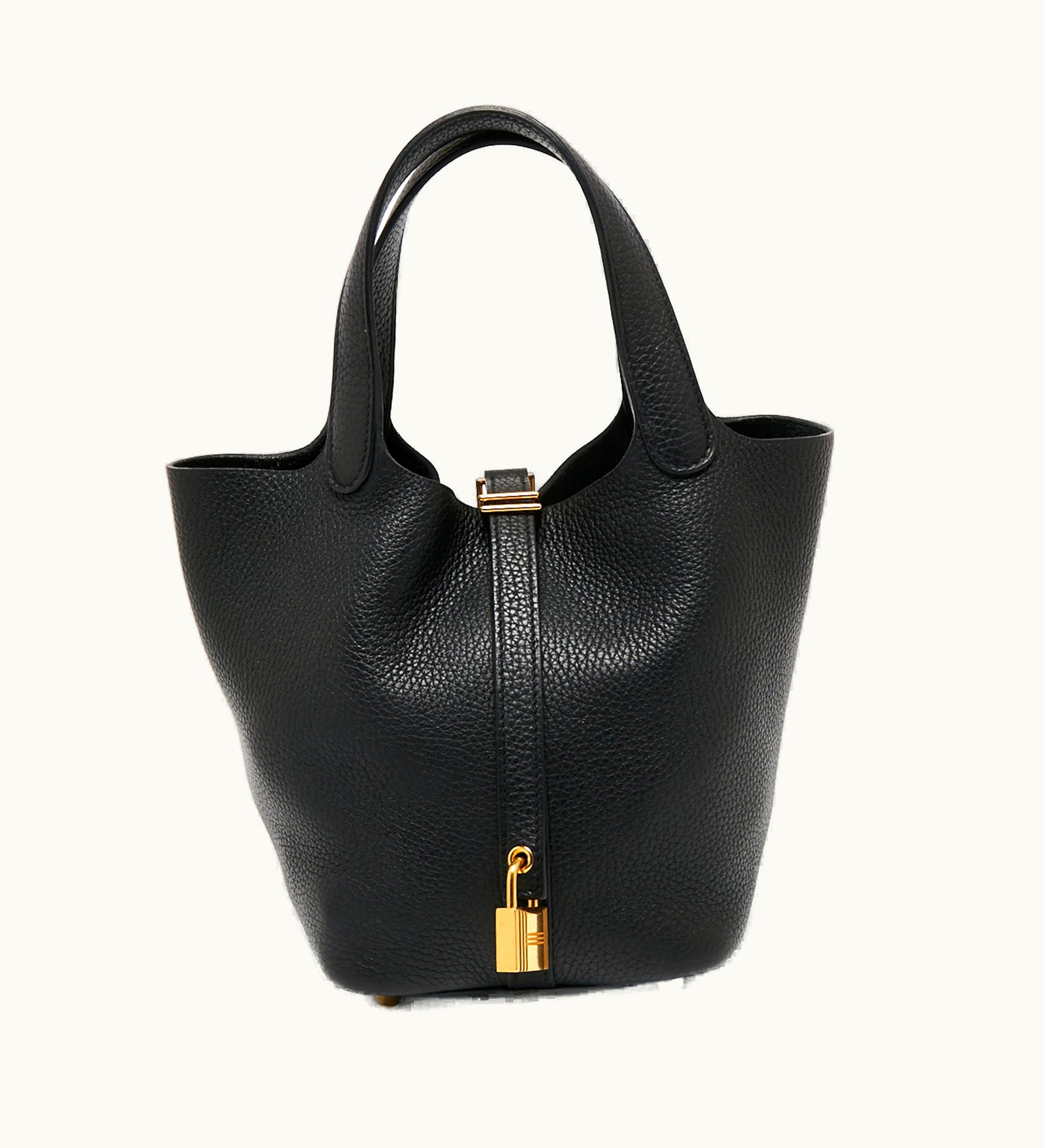 Hermès Hermès Noir Taurillon Clemence Leather Picotin Lock 18 Bag