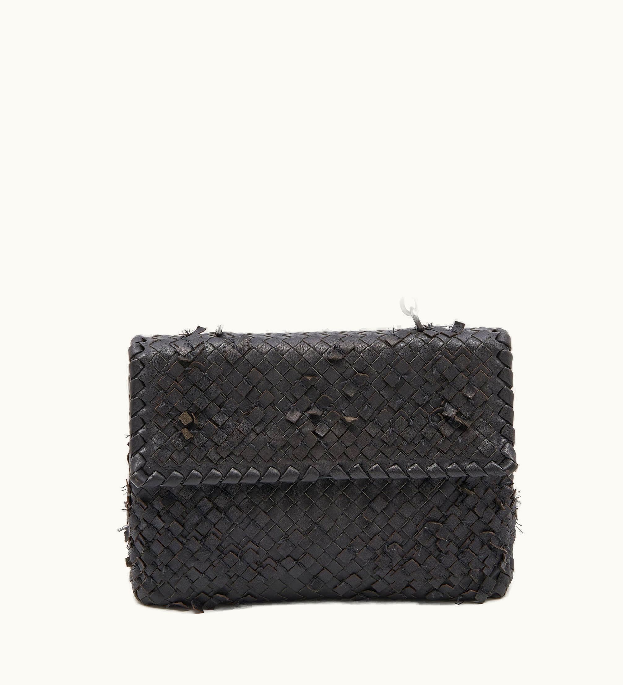 Bottega Veneta Bottega Veneta Black Intrecciato Leather Medium Olimpia Shoulder Bag