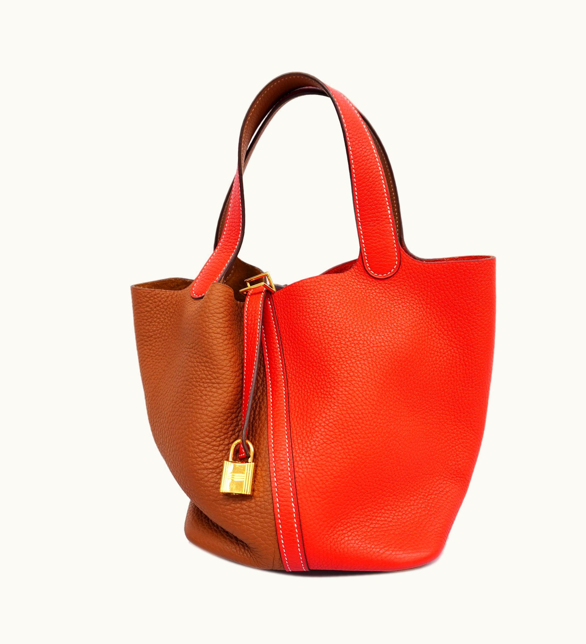Hermès Hermès   Picotin Rock Kazak mm Y Engraved Rouge Cou Aurillon Clemence Leather