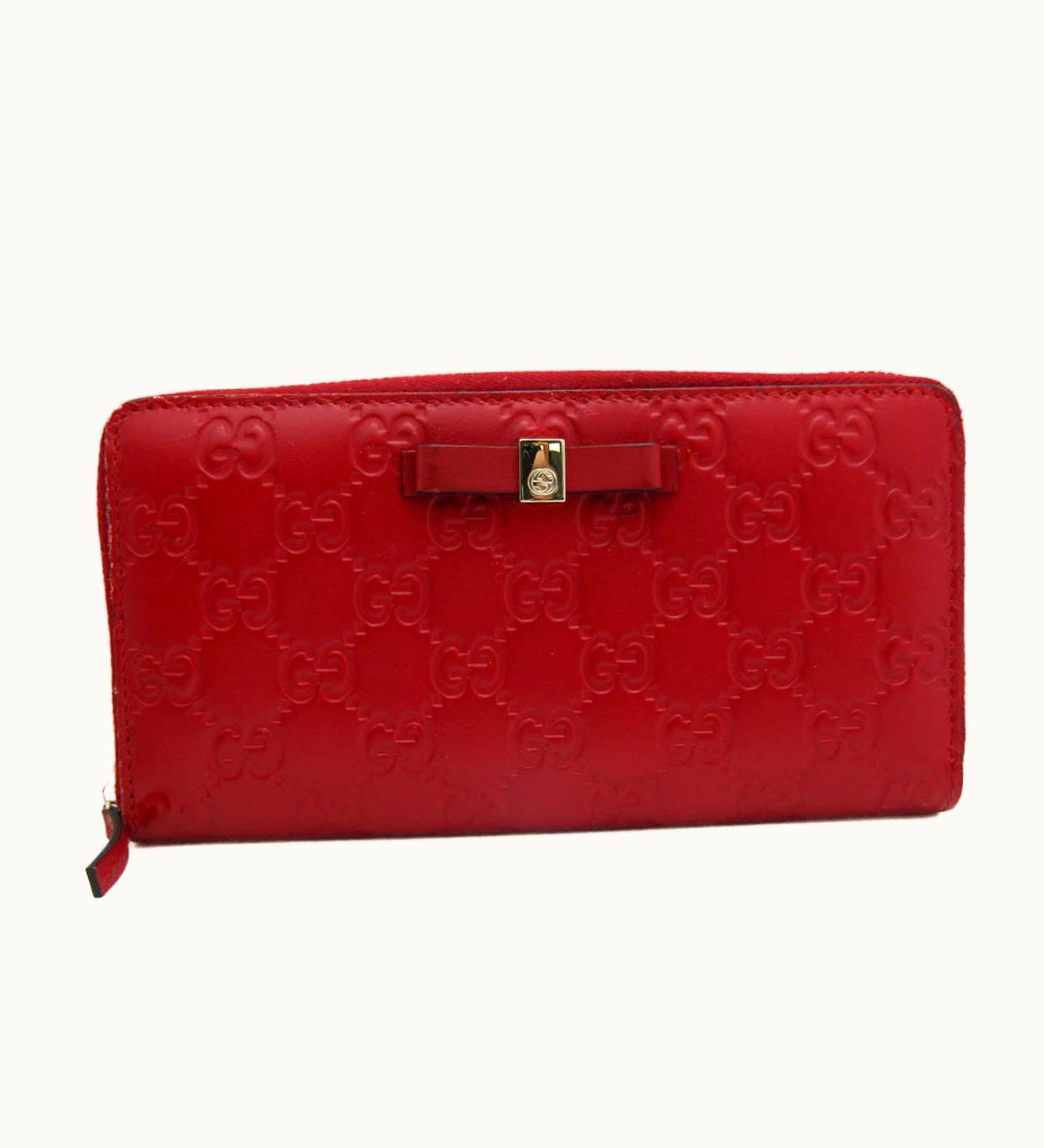 Gucci Guccissima 388680 GG Leather Long Wallet [Bi-Fold] Red Color