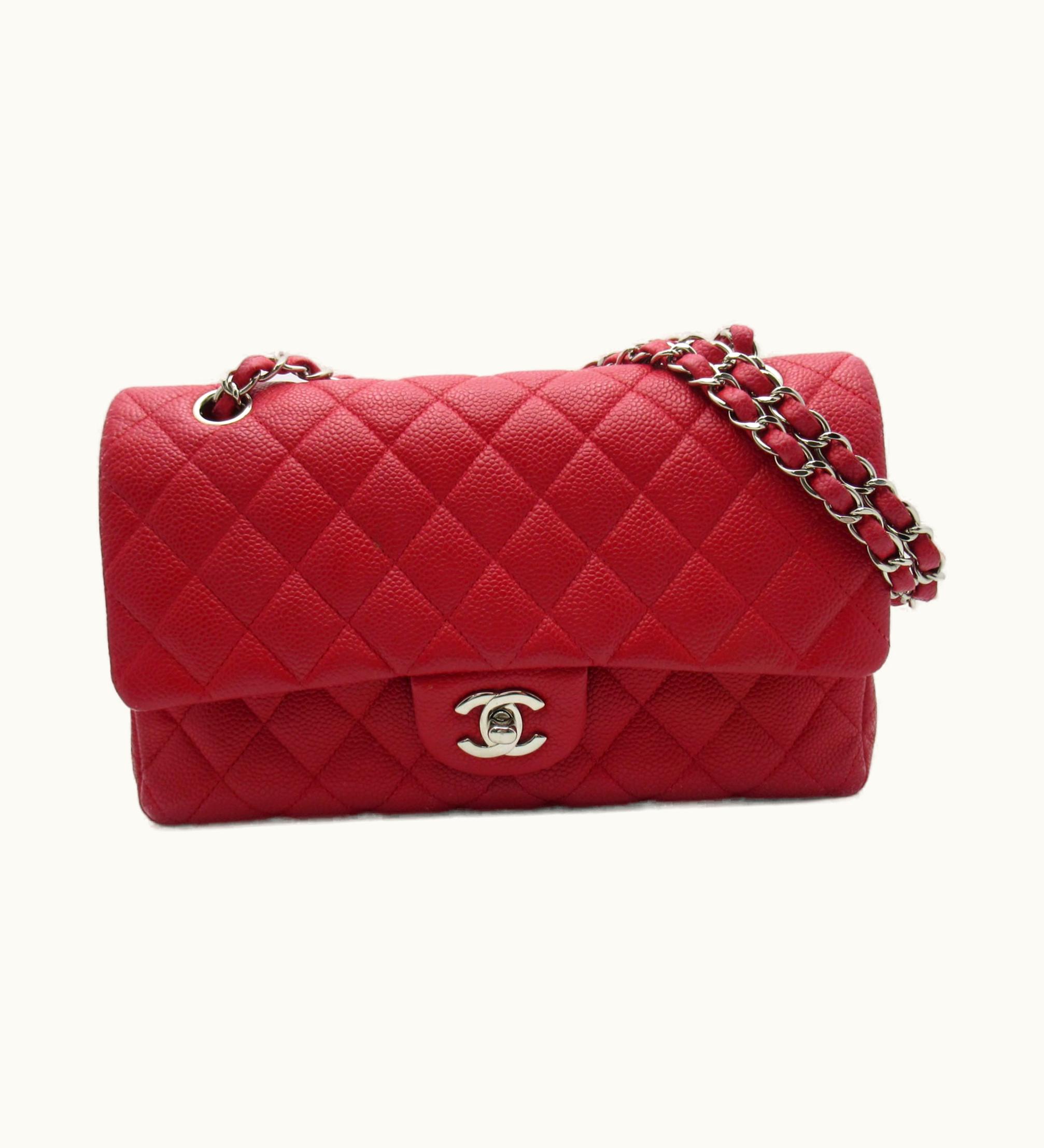 Chanel Chanel Matelasse W Flap Chain Shoulder Bag Red Caviar Skin [Grained Calf]