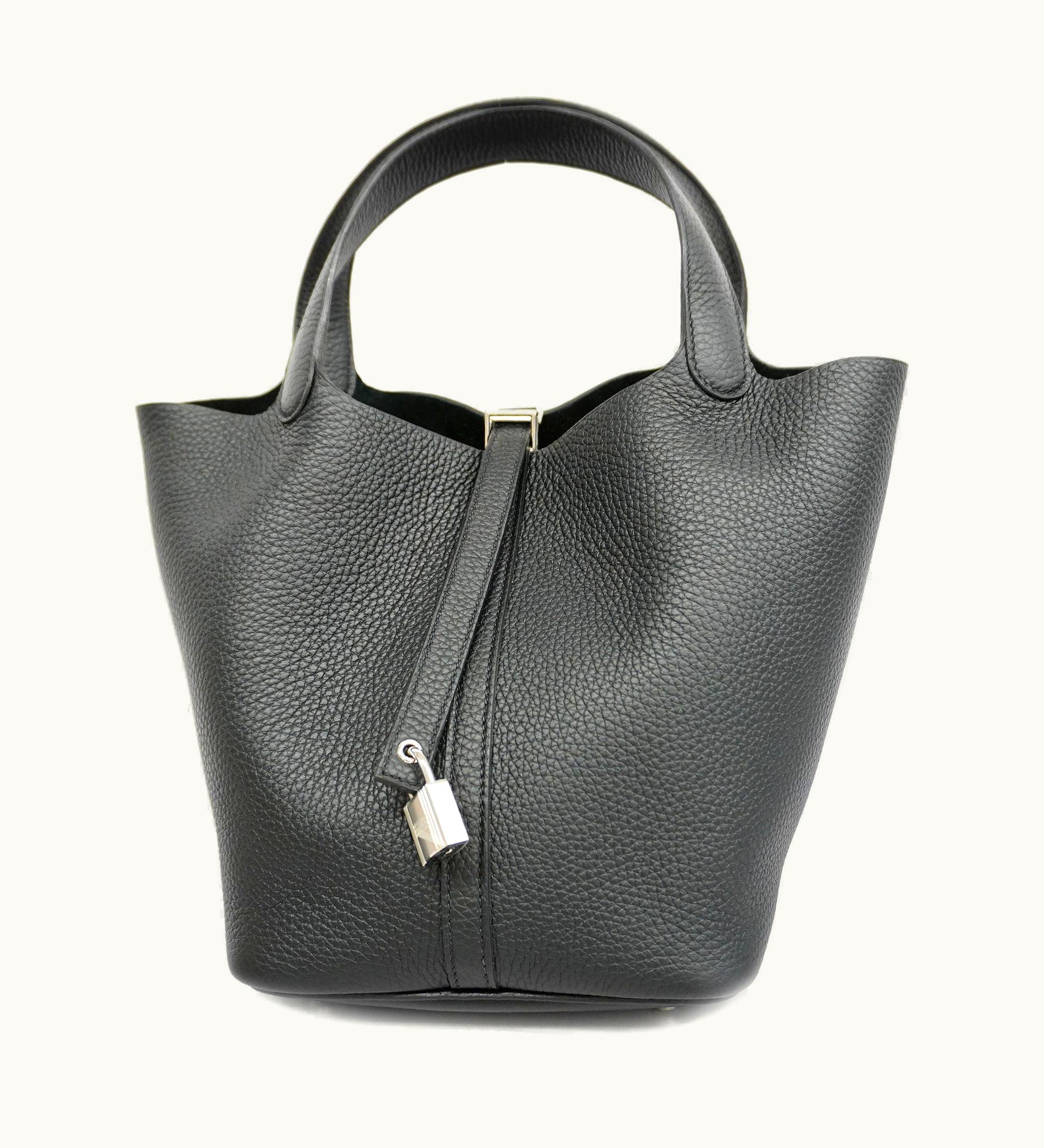 Hermès Hermès   Picotin Lock mm B Engraved Women's Taurillon Clemence Leather Black